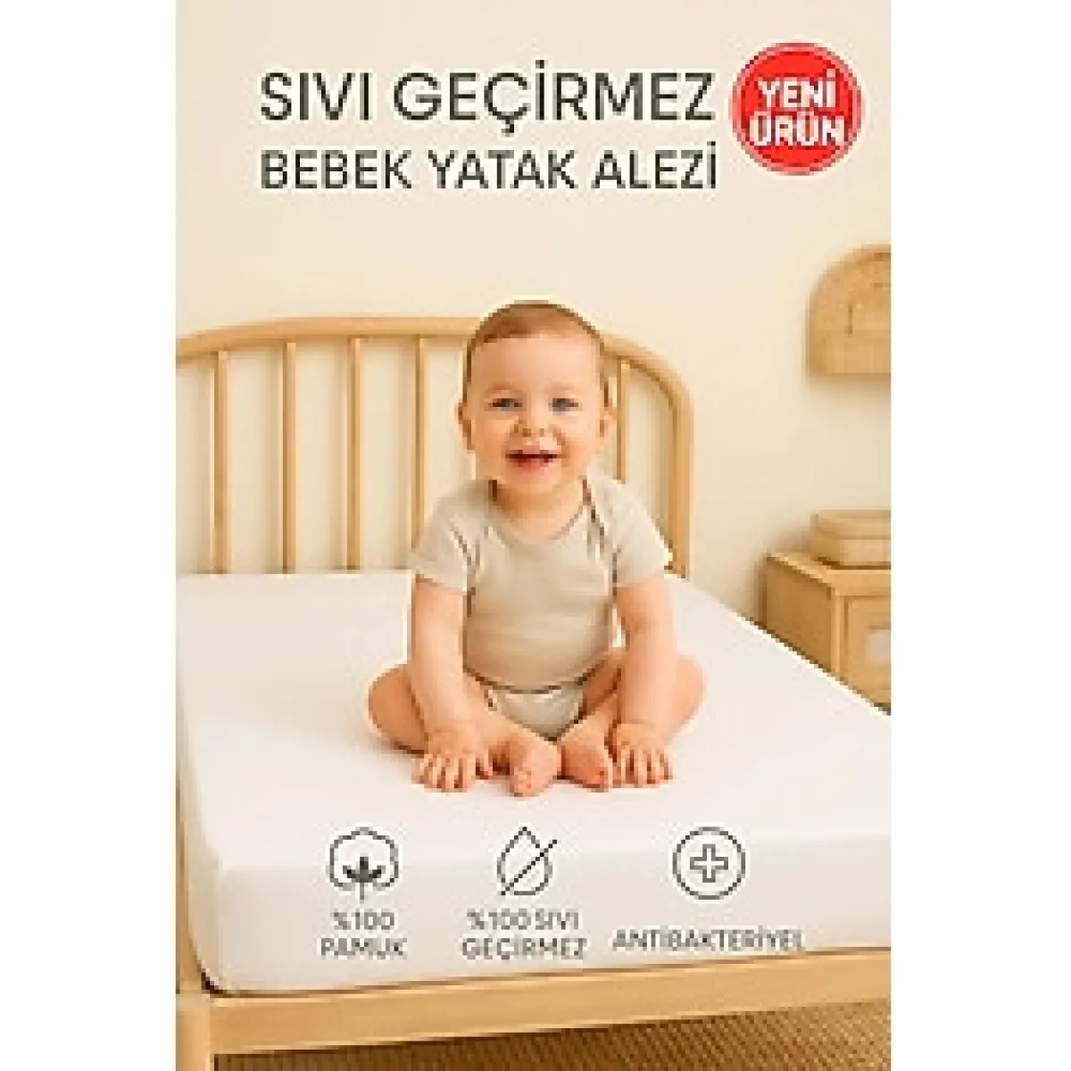 %100 Pamuk Sıvı Geçirmez Bebek Alezi - Yatak Koruyucu Çocuk Alez - Park Yatak Ve Beşik Uyumlu
