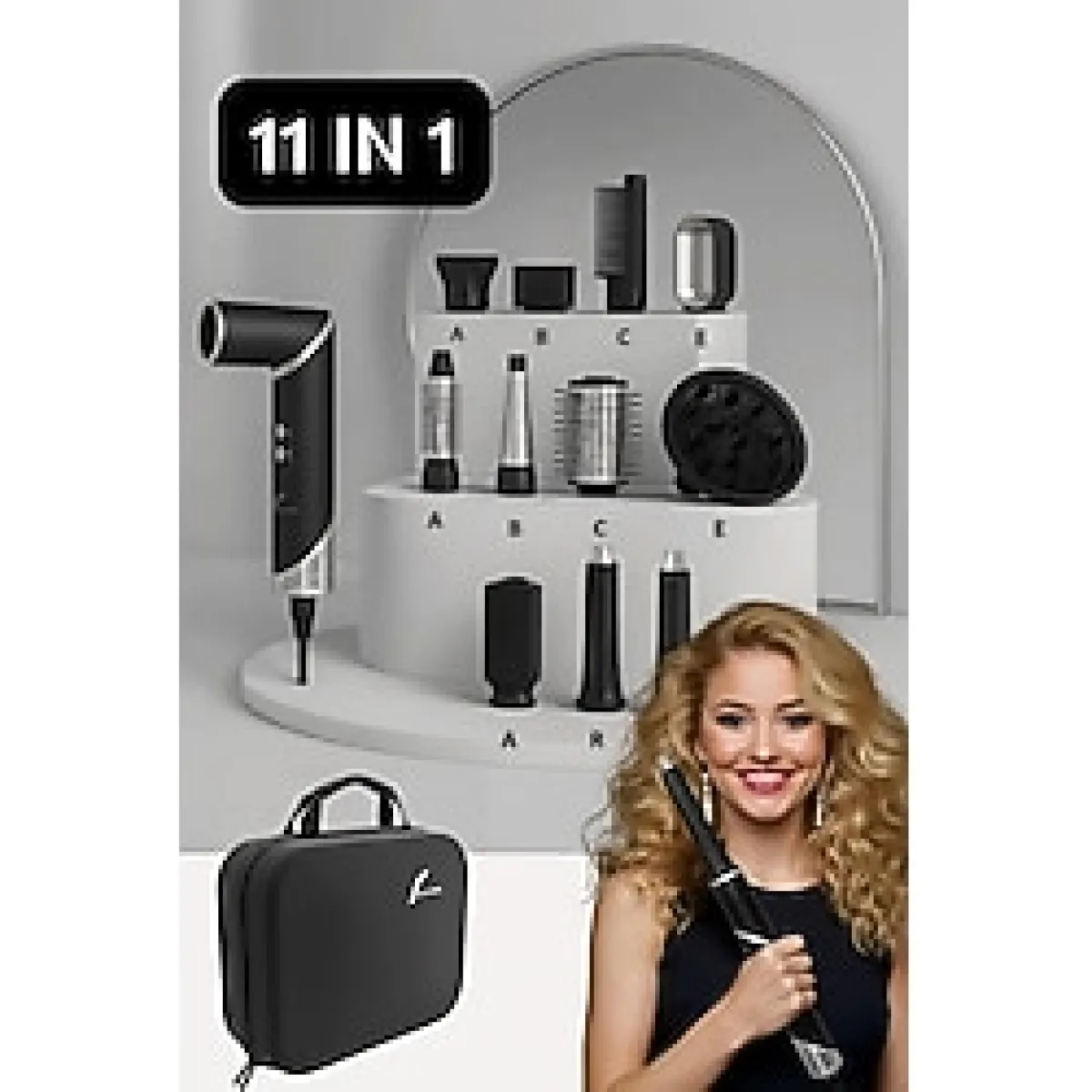 11'den Çok Fonksiyonlu Hava Üflemeli Çok Amaçlı Saç Şekillendirici Set - Ahşap - Seçenek 1