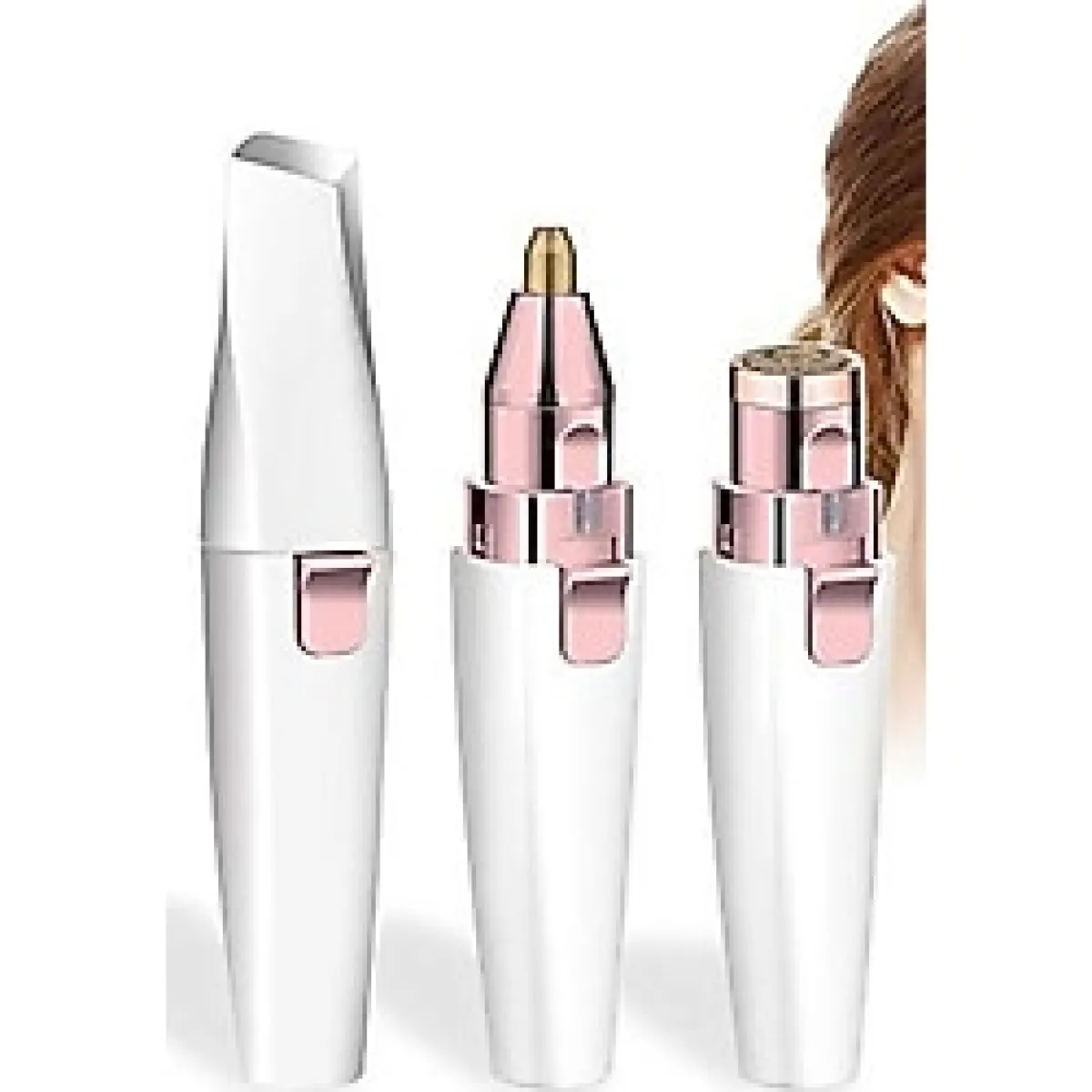 2 Başlıklı Işıklı Epilatör Seti: Yüz ve Çene Için Kaş Düzleştirici ve Kıl Alma