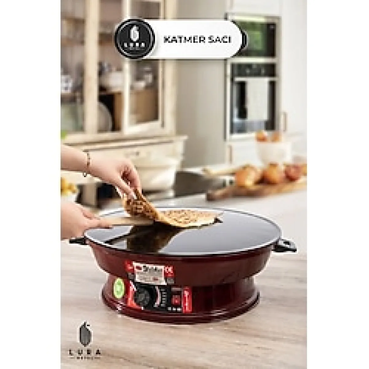 2000W Elektrikli Termostatlı Lüks Saç - 50 cm Ekmek, Gözleme, Börek ve Katmer Pişirme Sacı