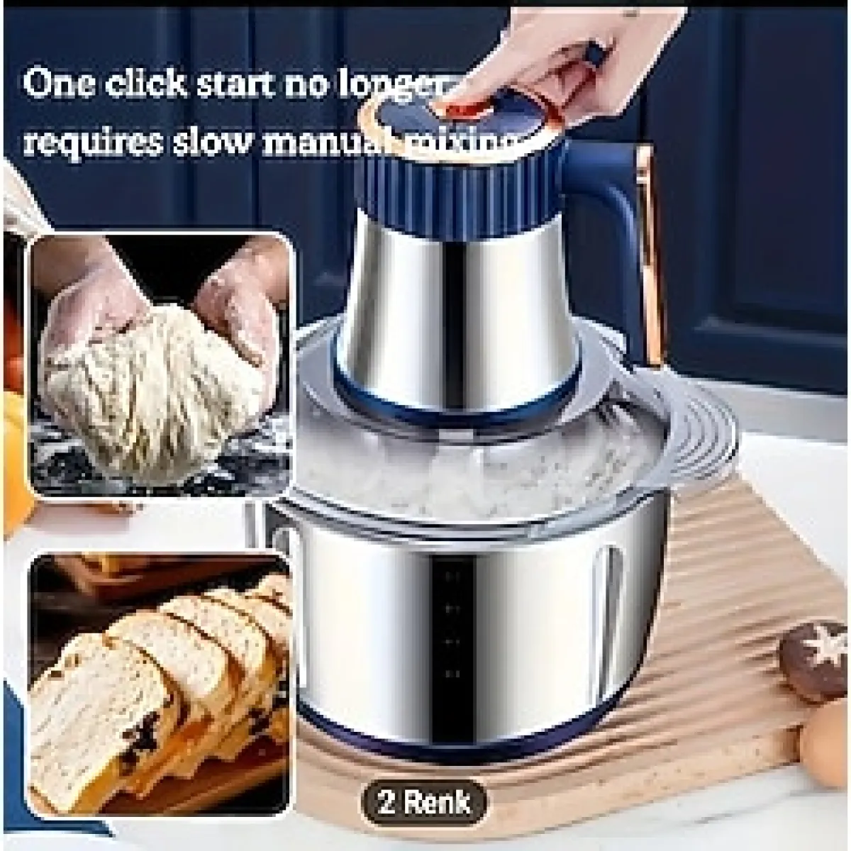 5lkapasiteli 5 Bıçaklı Motor Gücü Yüksek Kullanışlı Getirip Götürmesi Kolay Şıkmutfak Roboto - Mavi