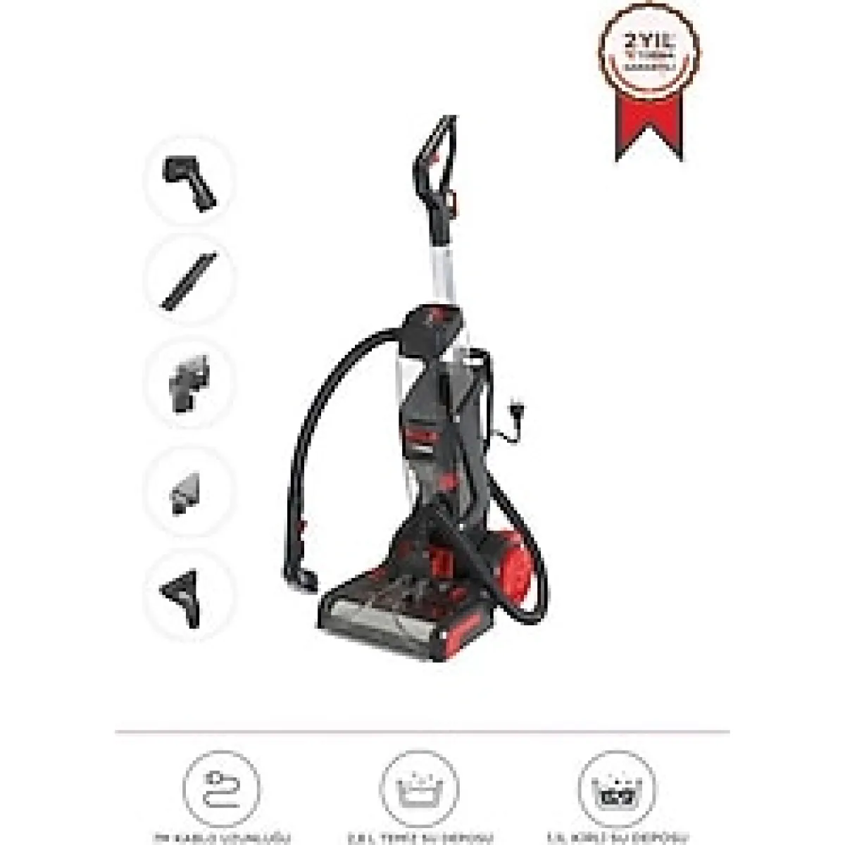 800W Halı ve Koltuk Yıkama Temizleme Makinesi, Siyah, Hafif ve Güçlü Performans - Ahşap