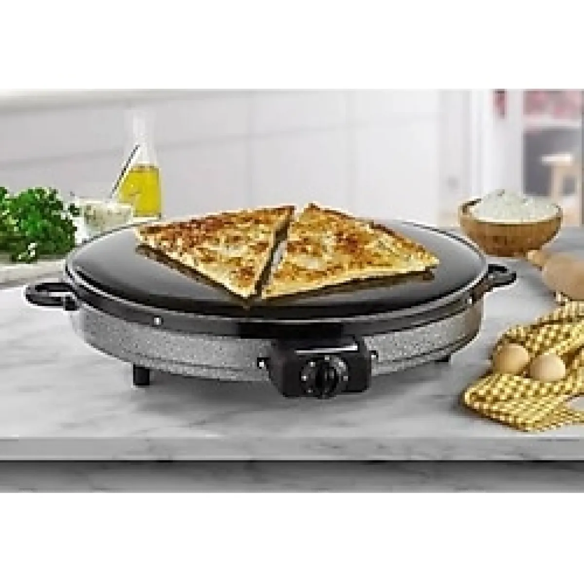 abnturk Elektrikli Katmer Sacı Gözleme Sacı Termostatlı Mega Boy 50CM Saç 2000W Isı Ayarlıyufka Sacı - Siyah