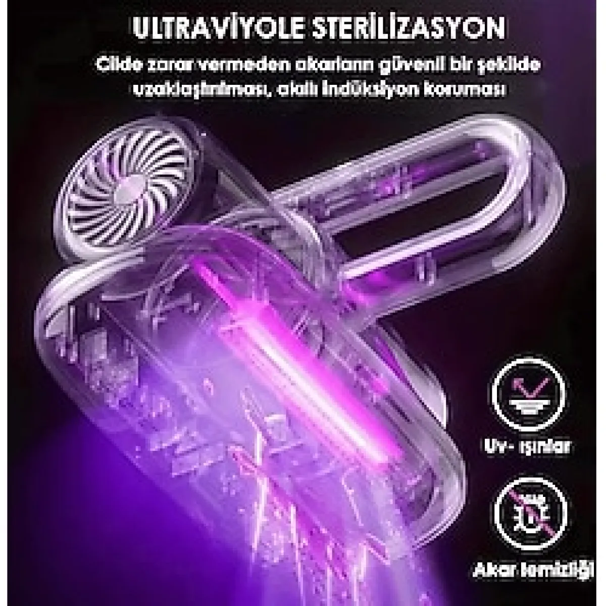 AFM techŞarjlı UV-C Işınlı 100W akar temizleme el süpürgesi