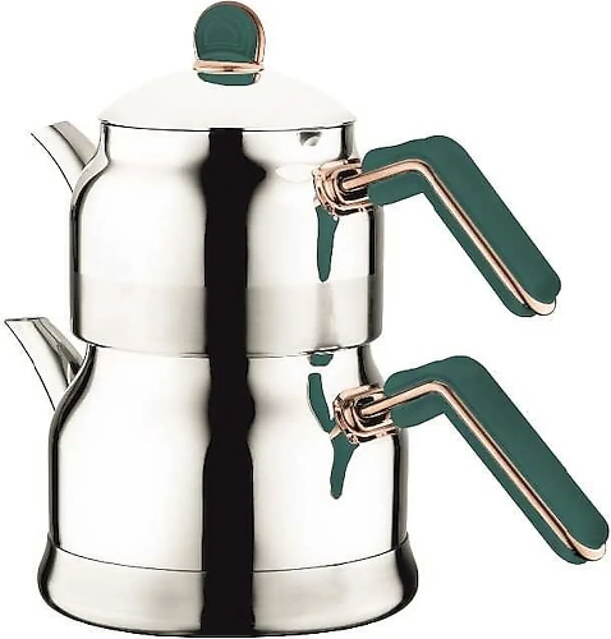 Akdeniz Tombik Elit Bakalit Saplı Aile Boy Çelik Çaydanlık