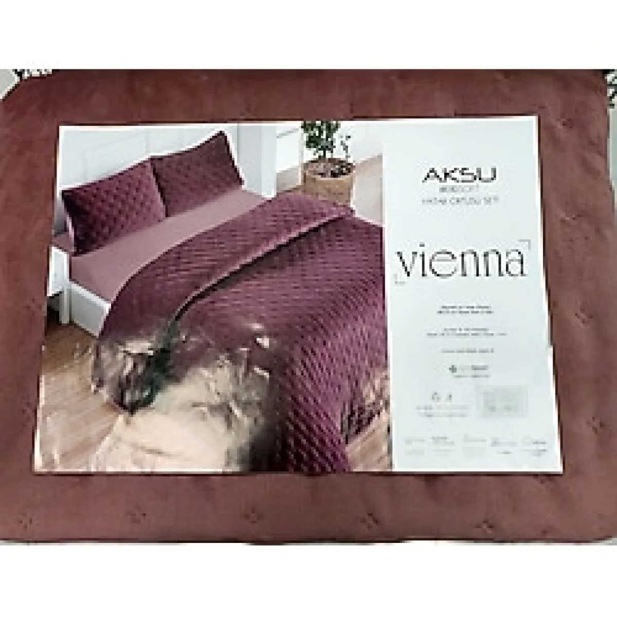 Aksu Soft Vienna Çift Kişilik Yatak Örtüsü Seti (220x240)-Mürdüm