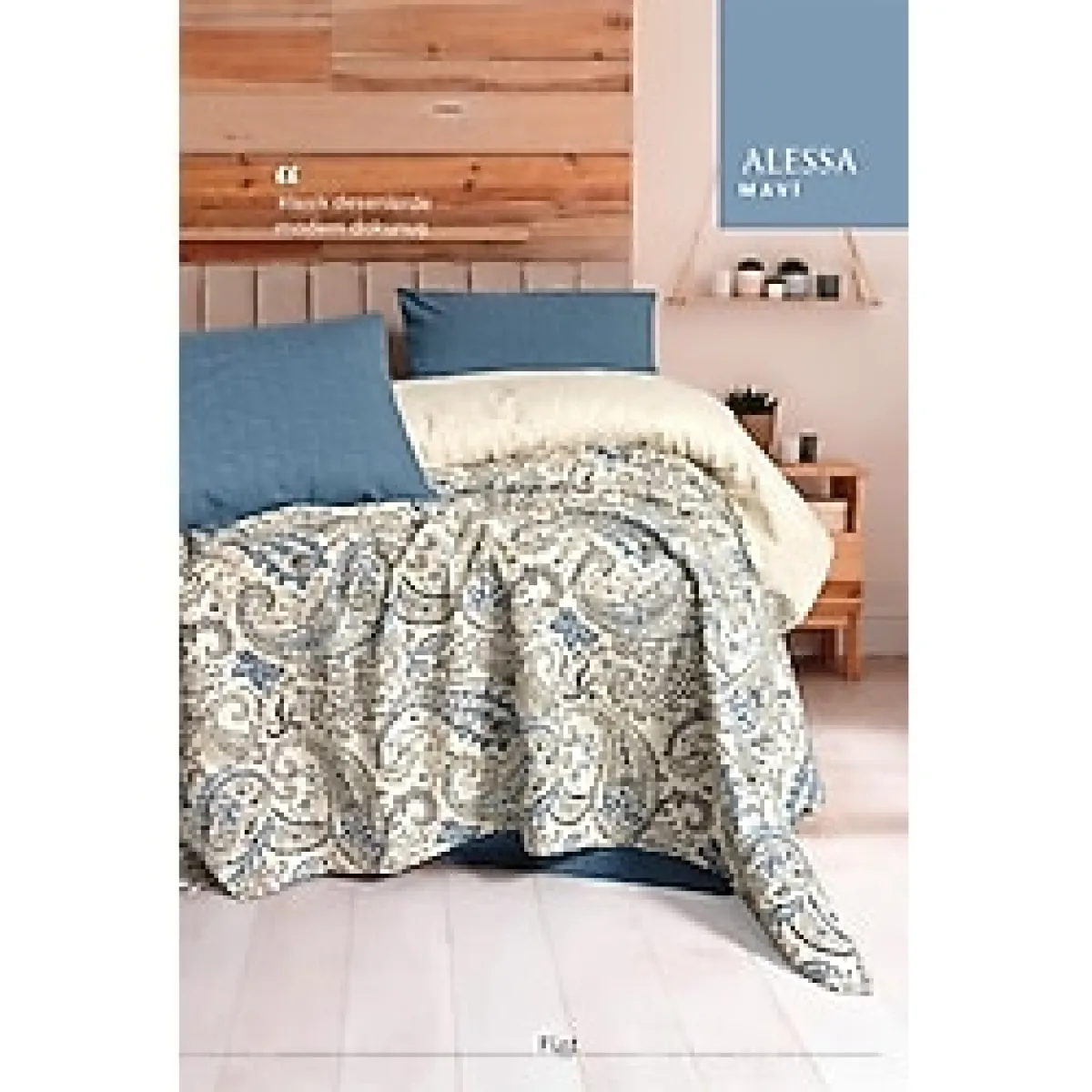 Alessa Mavi Çift Kişilik Pike Takımı -%100 Pamuk, Yazlık Nefes Alan Kumaş