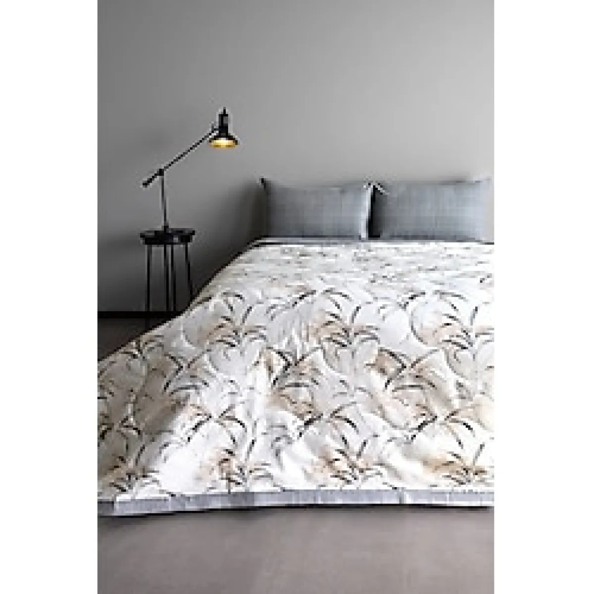 Alla Turca Çift Kişilik Yazlık Uyku Seti Düz Çarşaflı Natura Gri