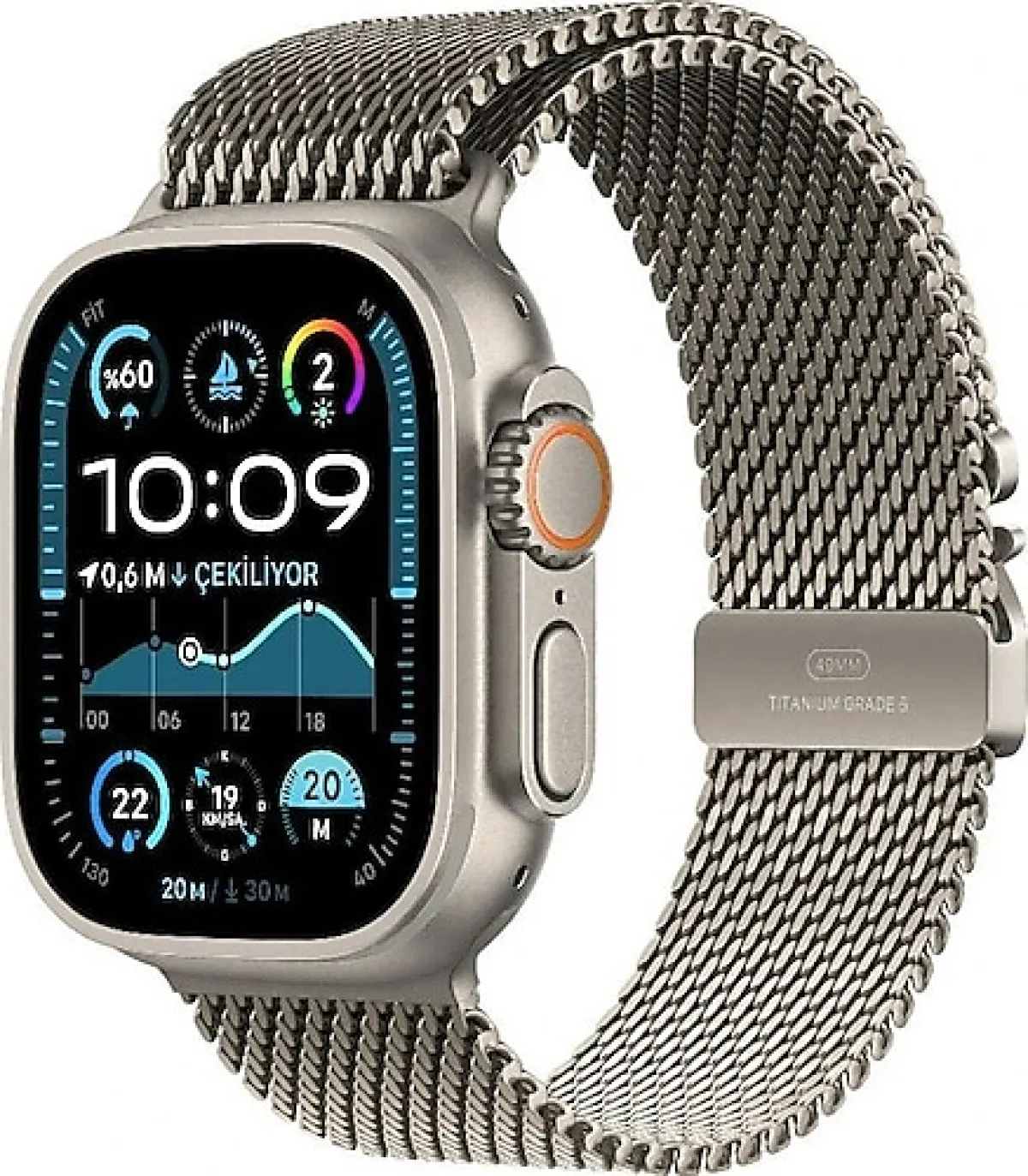 Apple Watch Ultra 2 GPS + Cellular 49mm Natürel Titanyum Kasa ve Natürel Titanyum Milano Loop Kordon Akıllı Saat
