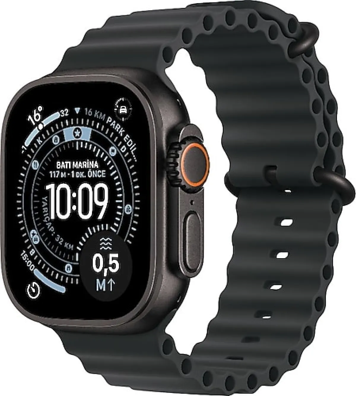 Apple Watch Ultra 3 GPS + Cellular 49mm Siyah Titanyum Kasa ve Siyah Ocean Kordon Akıllı Saat