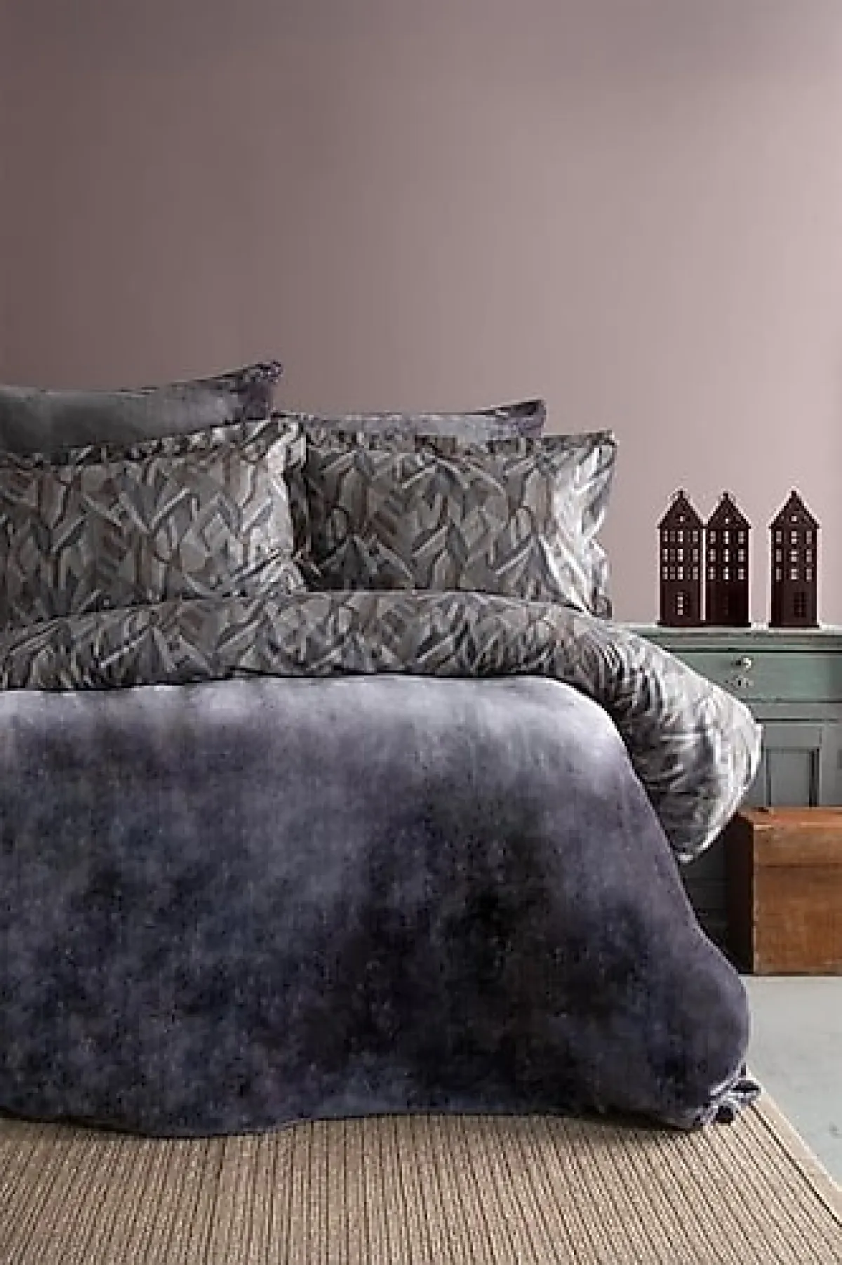 Apricitas Home My Touch Darcy Gri Battaniyeli Tek Kişilik Nevresim Takımı