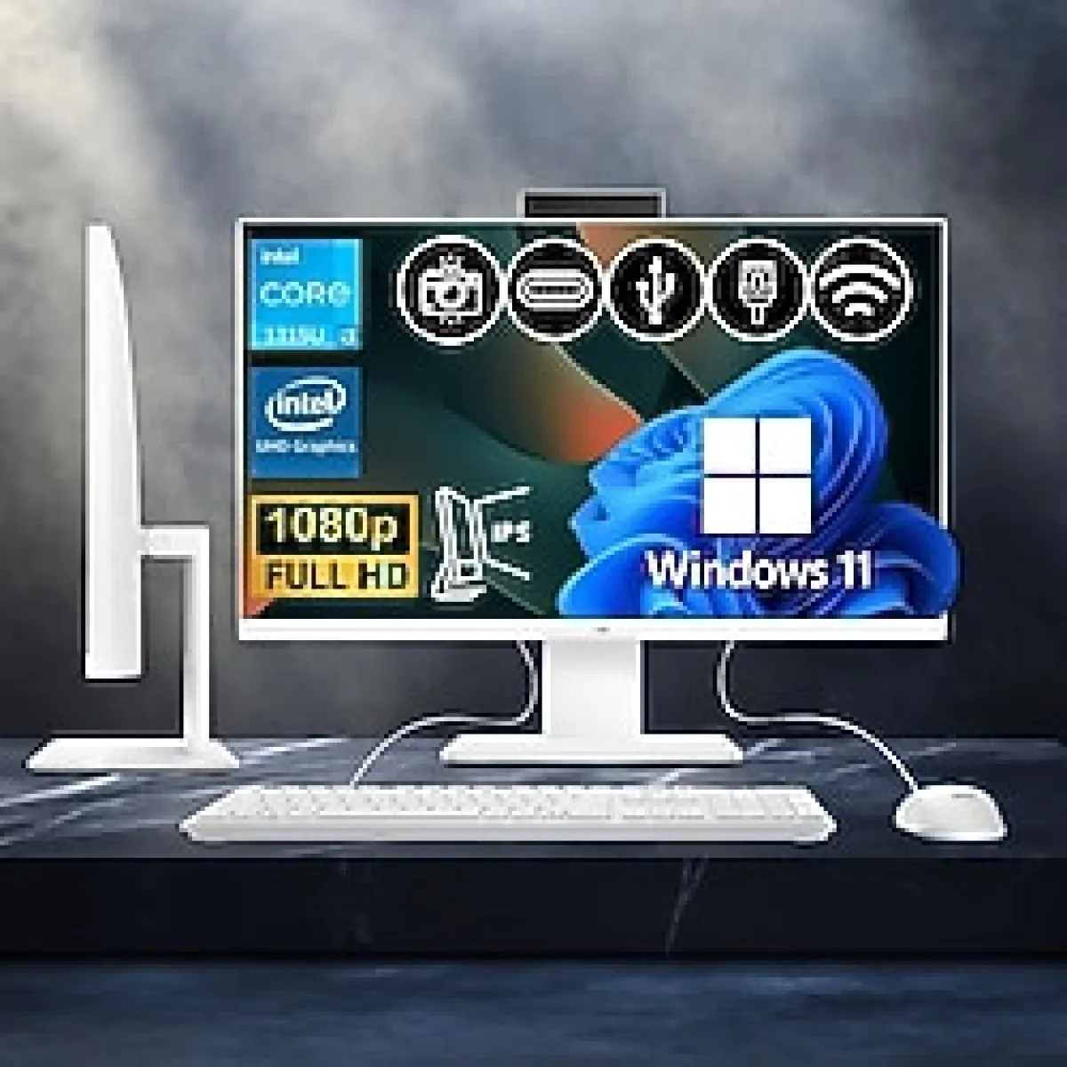 Asus V440VAK-I38256W0D ATL27 i3-1315U 16GB DDR5 512GB Nvme SSD 23.8'' IPS FHD W11Pro BEYAZ All In One Bilgisayar