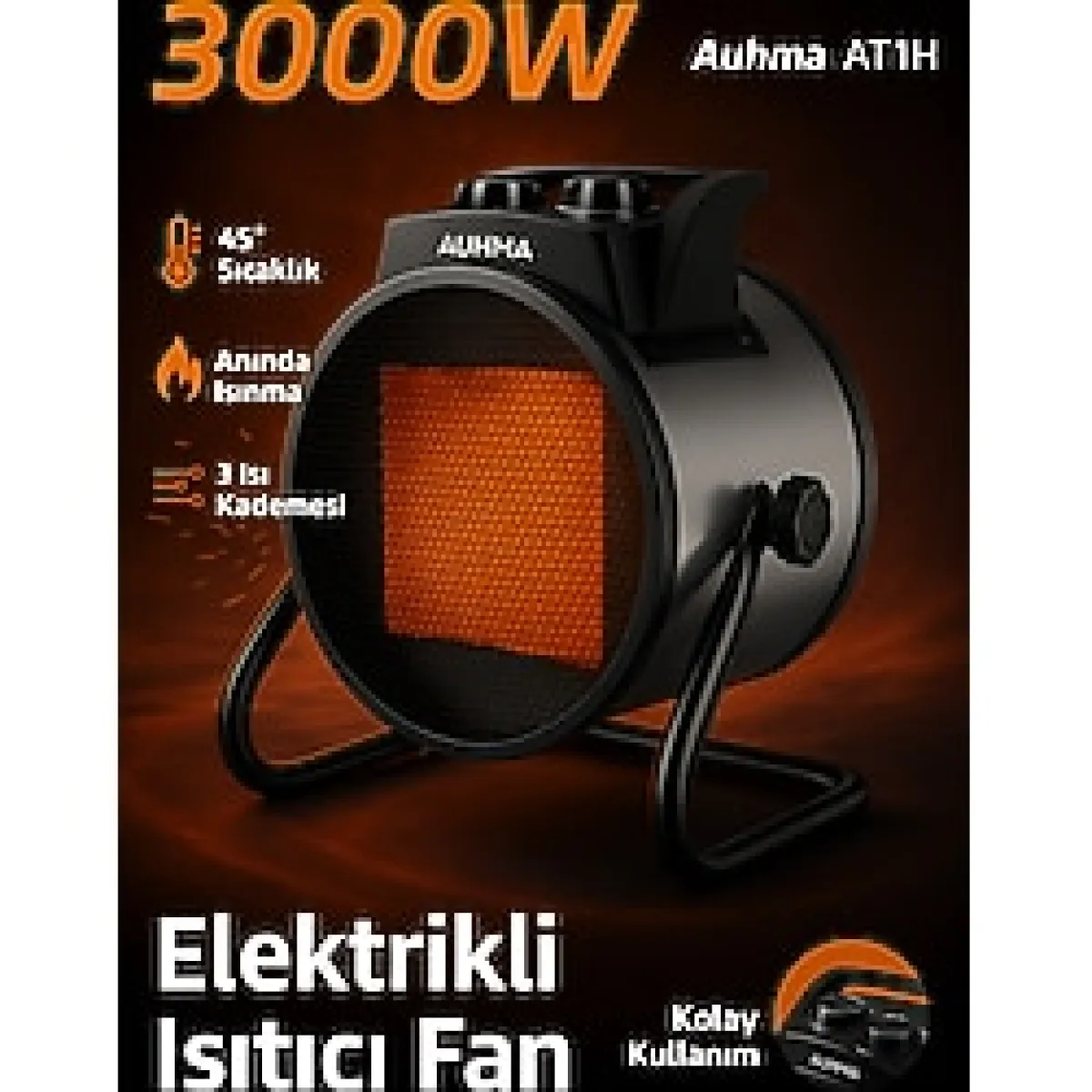 Auhma Heater 3000 W Gri Fanlı Isıtıcı