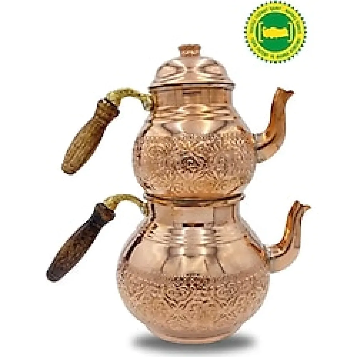 Bakır Büyük Sarmaşık Desenli Çaydanlık