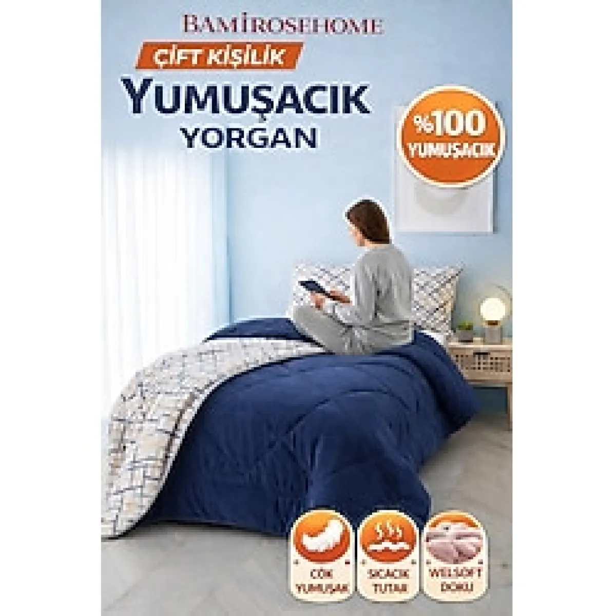 BAMİROSE DİAMOND LÜX WELLSOFT TEK KİŞİLİK ÇİFT TARAFLI YORGAN + YASTIK KILIFI, UYKU SETİ, ÇEYİZ SETİ