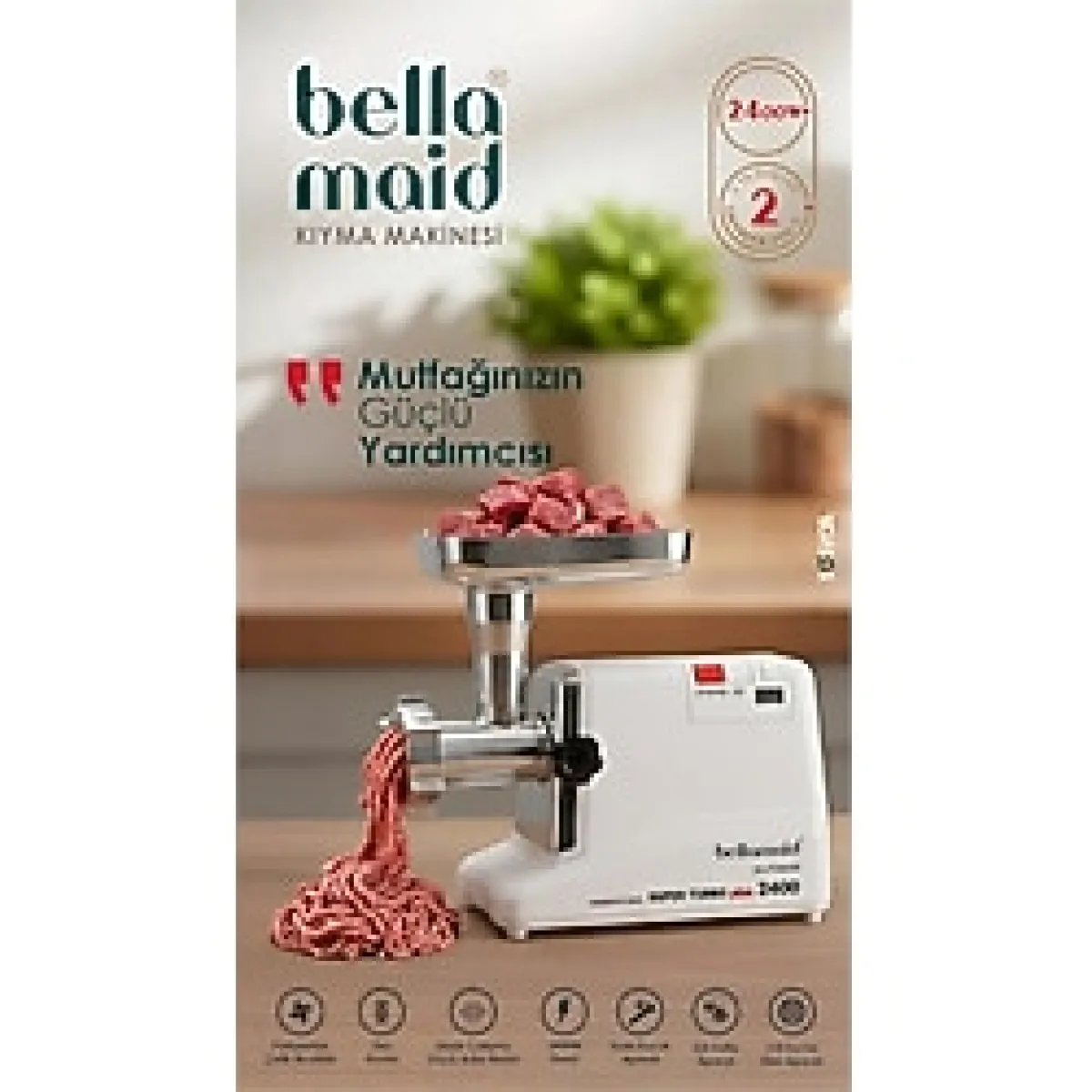 bellamaid 2400W Güçlü Et Kıyma Makinesi