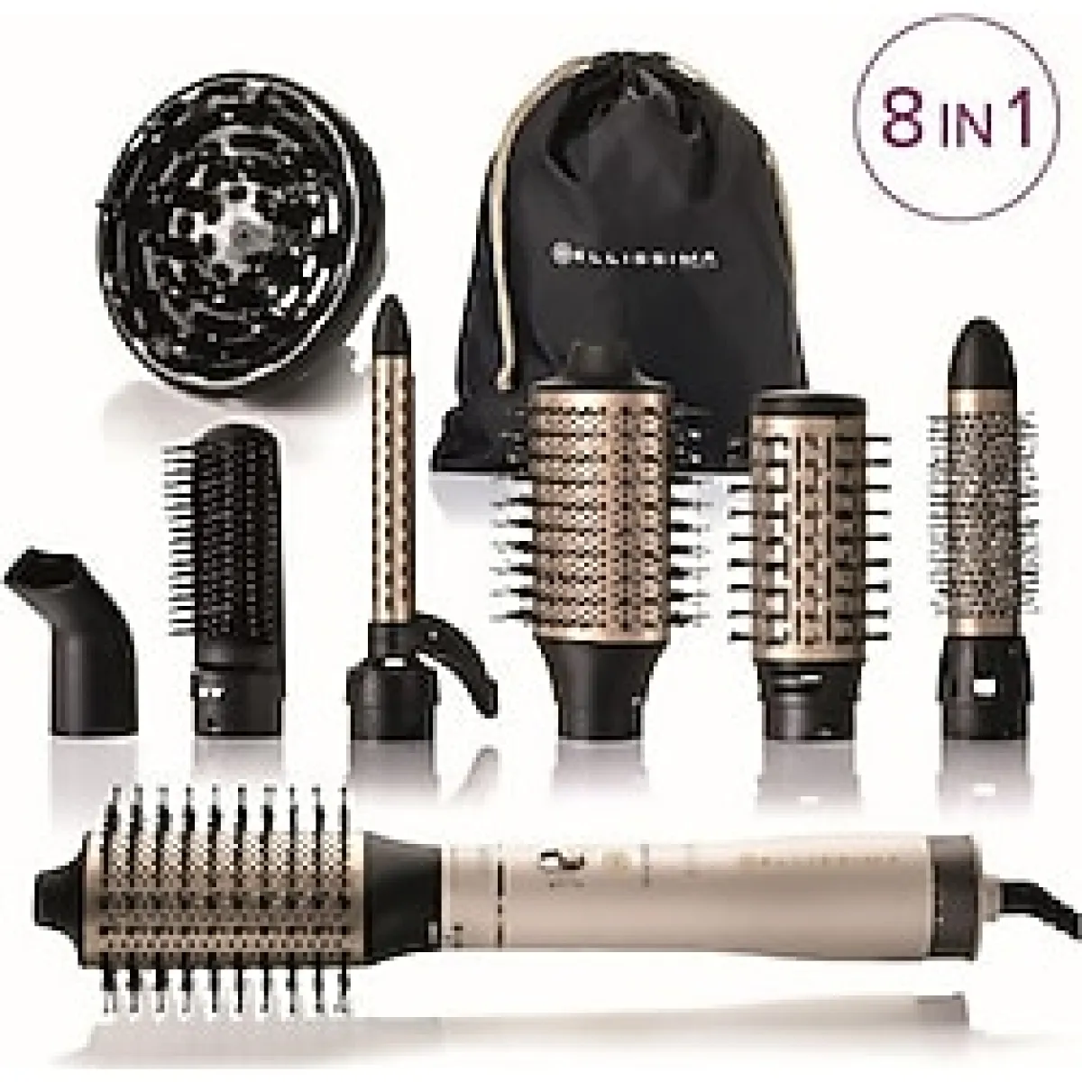 Bellissima Imetec Style Expert Air Wonder 6 In1, Sıcak Hava Fırçası, 6 Parça, Iyon Teknolojisi, Seramik ve Argan Yağı ile Kaplanmış Fırçalar, Kurur ve Hacim Verir, Soğuk Hava Vuruşu - Kestane Akaju