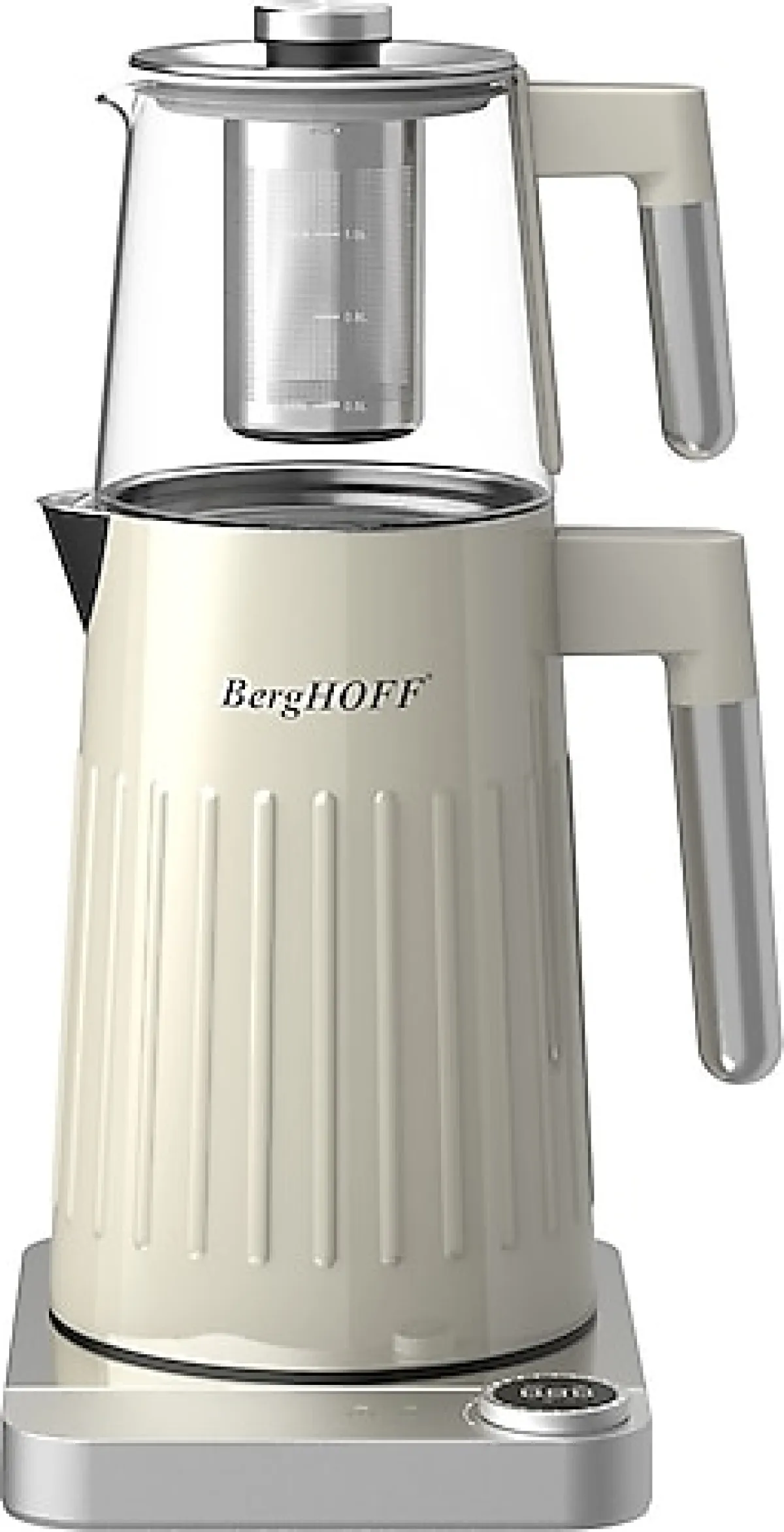 Berghoff Gem Krem Gümüş Kulplu 1500 W Cam Demlikli Çay Makinesi