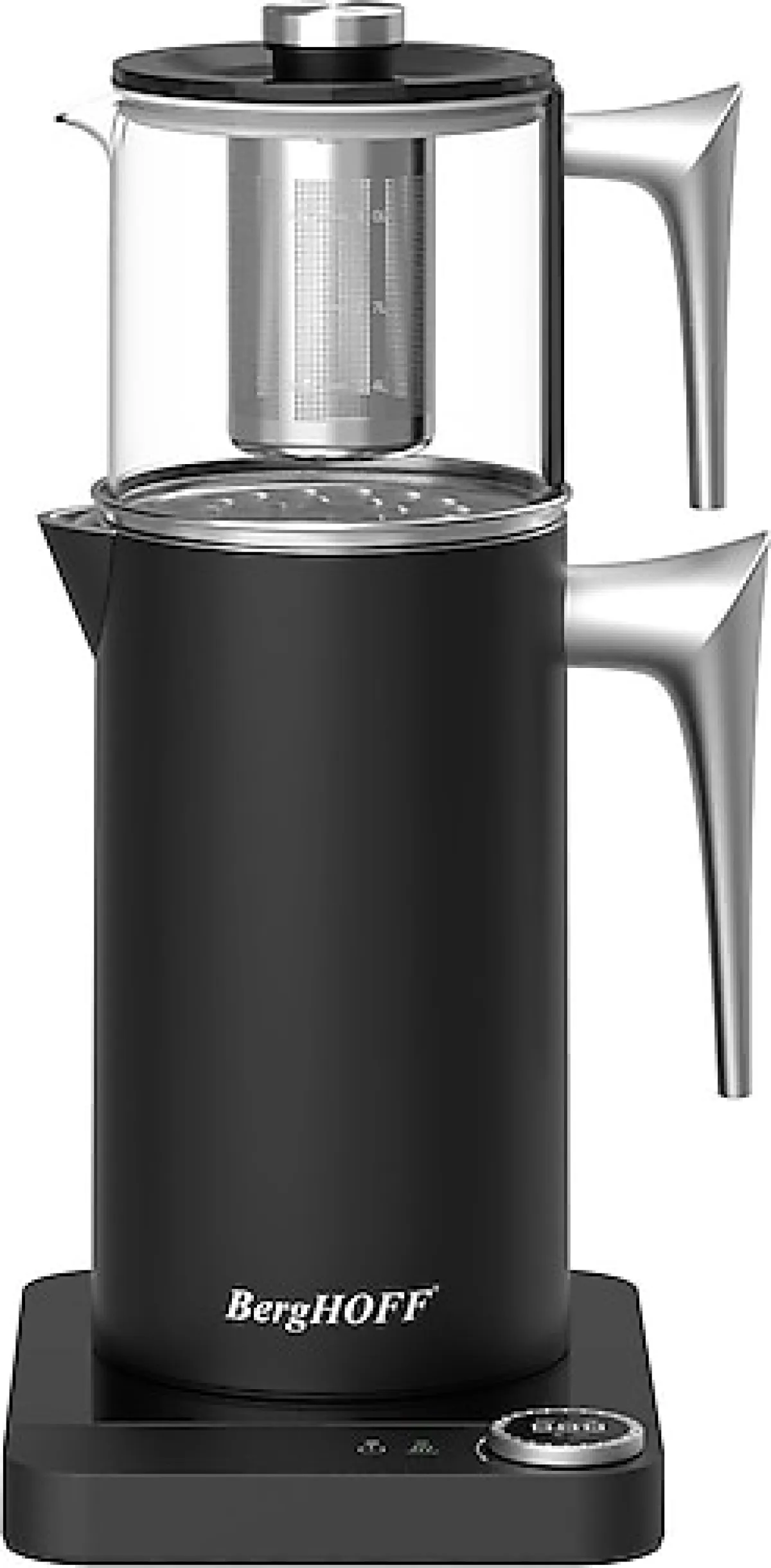 Berghoff Gem Siyah Gümüş Kulplu 1500 W Cam Demlikli Çay Makinesi