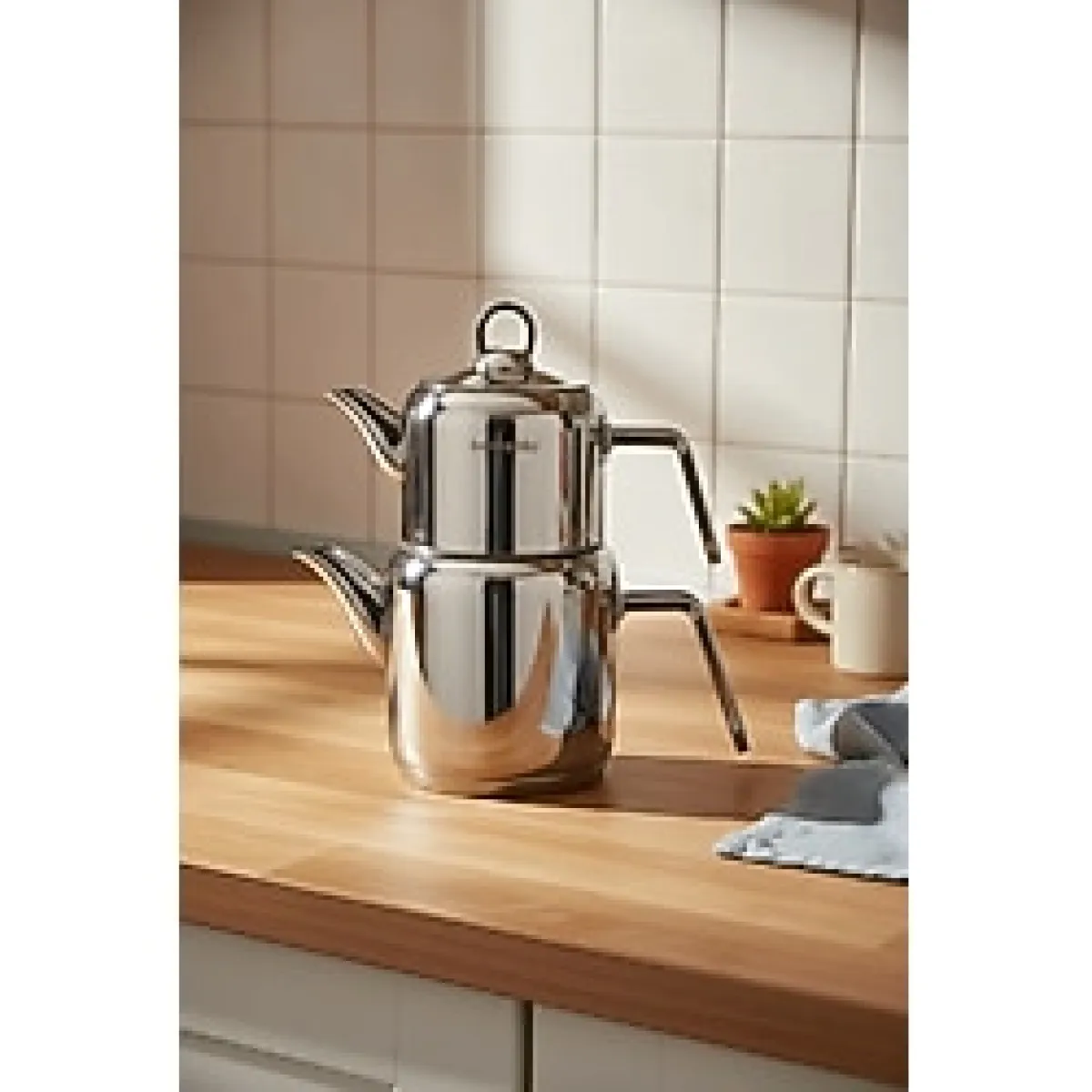 Bernardo Vellora Mini Boy Paslanmaz Çelik Çaydanlık Takımı - Gümüş