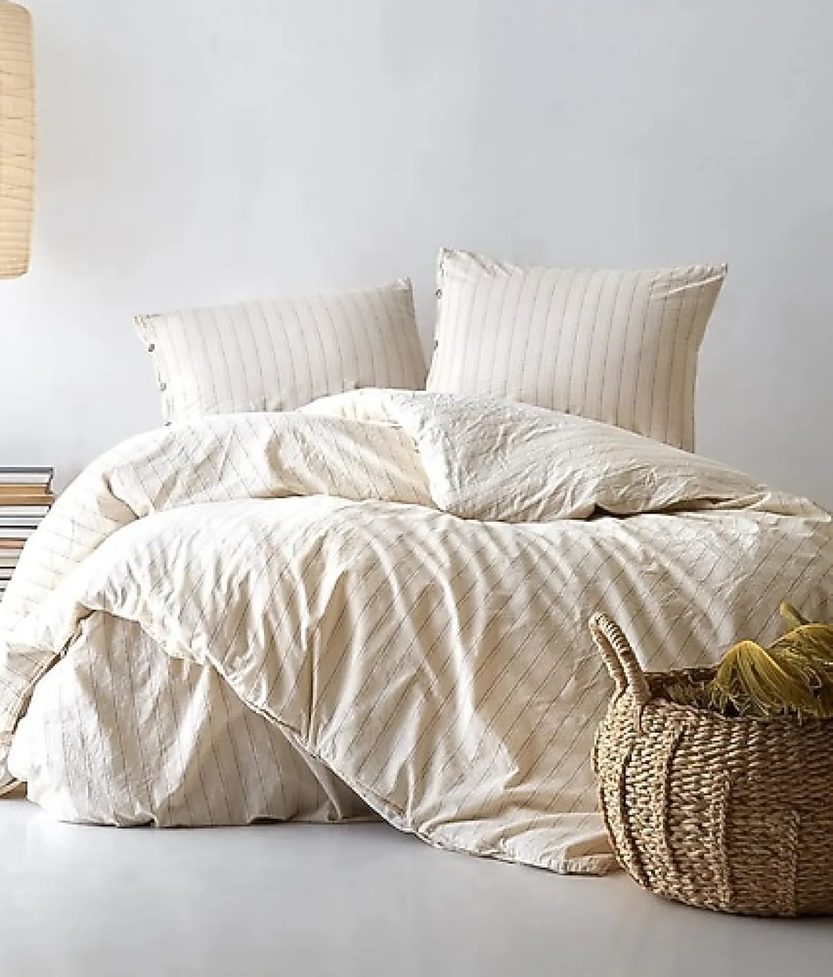 Berolige Sunday Çizgili Pamuklu Çift Kişilik Nevresim Takımı