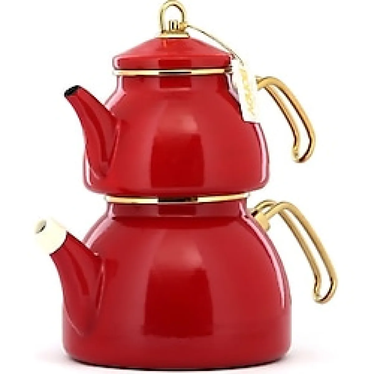 Bondy Keyfi Ala Emaye Çaydanlık Kırmızı