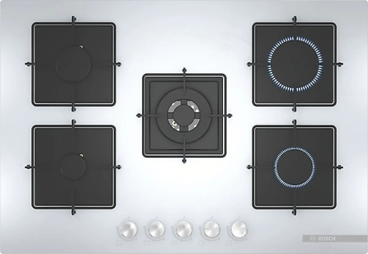 Bosch PNQ7B2O12O Wok Gözlü Beyaz Cam Ankastre Ocak