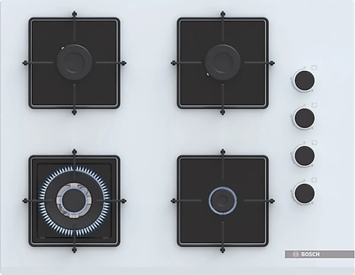 Bosch POH7C2P30O Wok Gözlü Beyaz Cam Ankastre Ocak