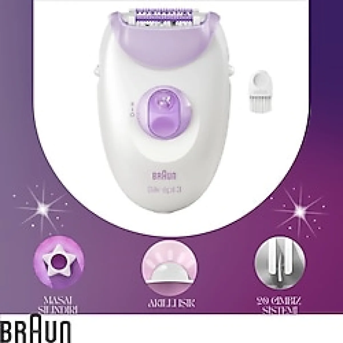 Braun 20 Cımbız Akıllı Işık Masaj Silindirleri 2 Hız Ayarı Kablolu Epilatör Cihazı - Pembe - Beyaz