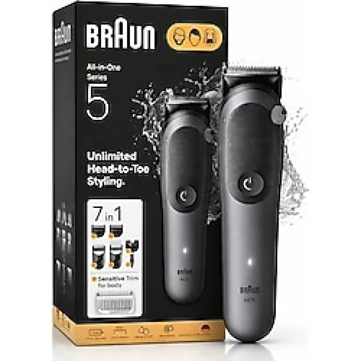 Braun All-In-One Series 5 7-In-1 Erkek Bakım Seti - Sakal Saç Vücut Tıraş Makinesi Kablosuz Su Geçirmez Çok Amaçlı Trimmer