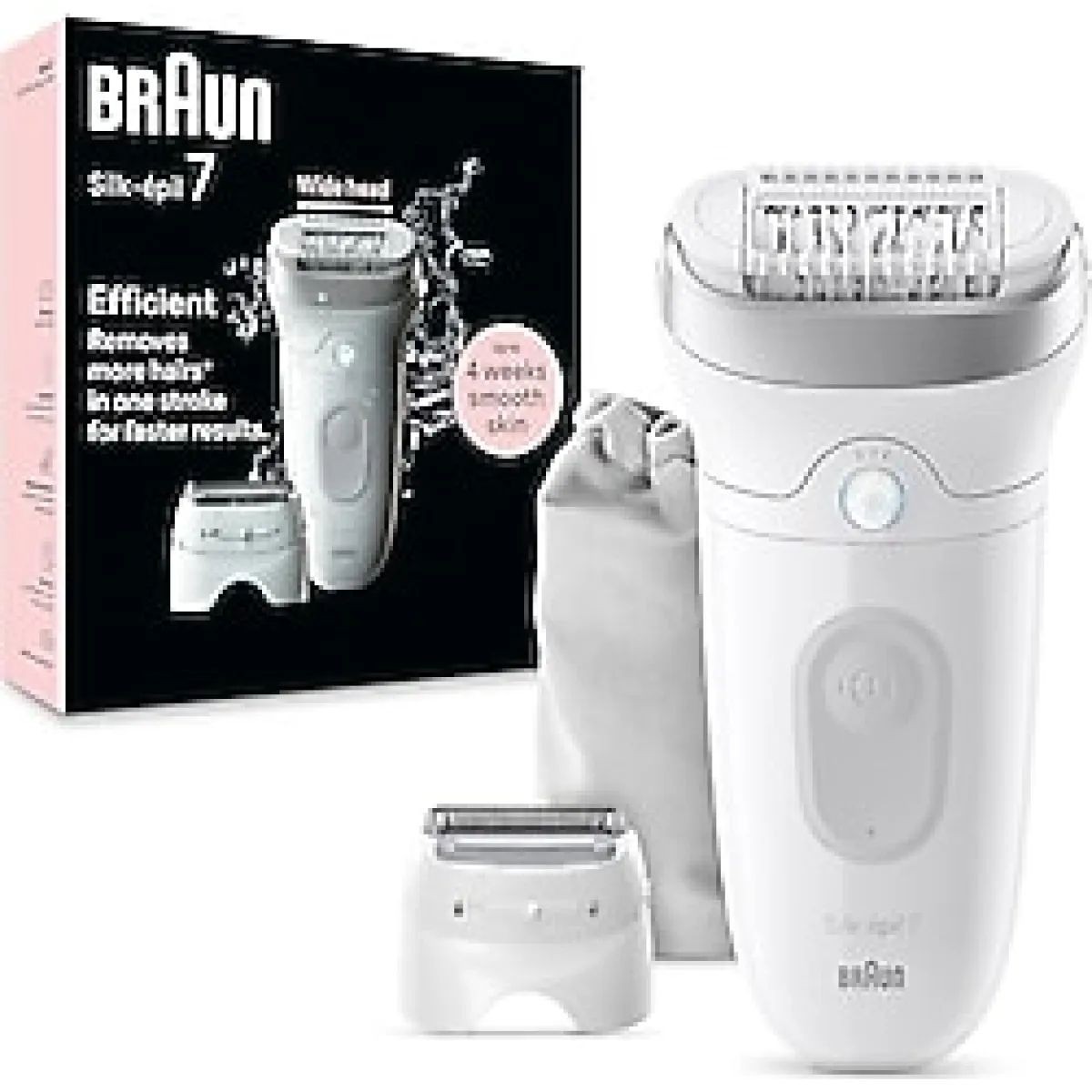 Braun Epilatör Silk-epil 7, Tüy Alma Cihazı, Kadın Tıraş Makinesi ve Düzeltici, Islak ve Kuru, Geniş Başlık, Tıraş Makinesi Başlığı ve Düzeltici Tarak Dahil, SE7-041, Gümüş