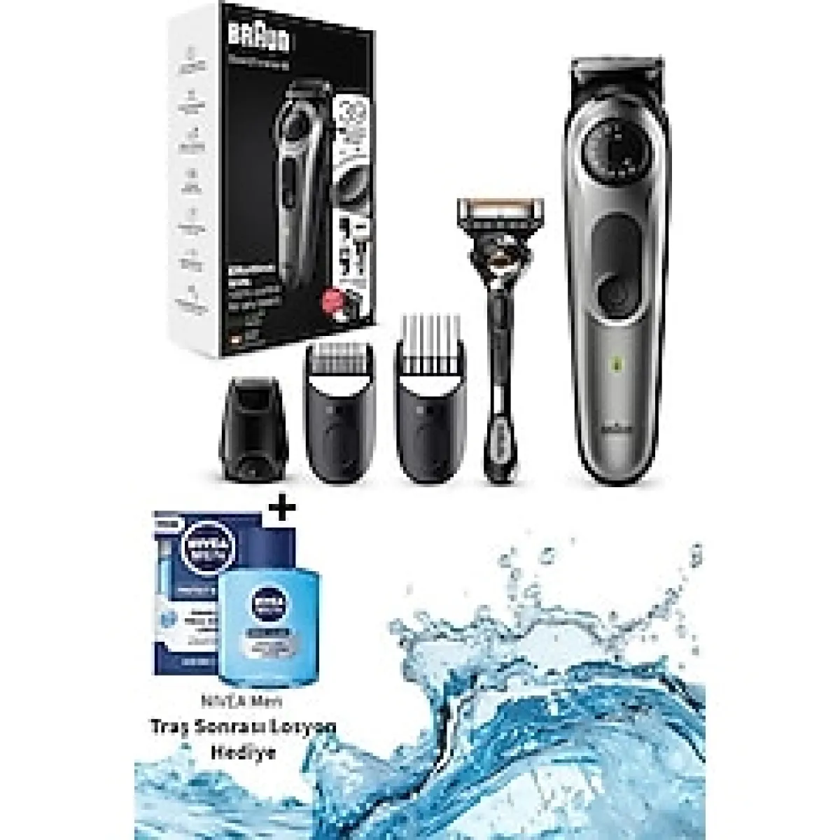 Braun Erkek Bakım ve Traş Makinesi Profesyonel Sakal ve Saç Şekillendirici - 39 Uzunluk Ayarı, Yıkanabilir Başlık, Güçlü Performans" - Gri - Siyah