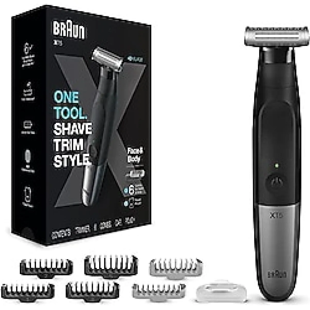 Braun Series X All-in-One sakal düzeltici/Bodygroomer/elektrikli tıraş makinesi, erkek/saç kesme makinesi, 6 tarak başlığı, 3 günlük sakal, saç, vücut, bölge, seyahat torbası, hediye, erkek,