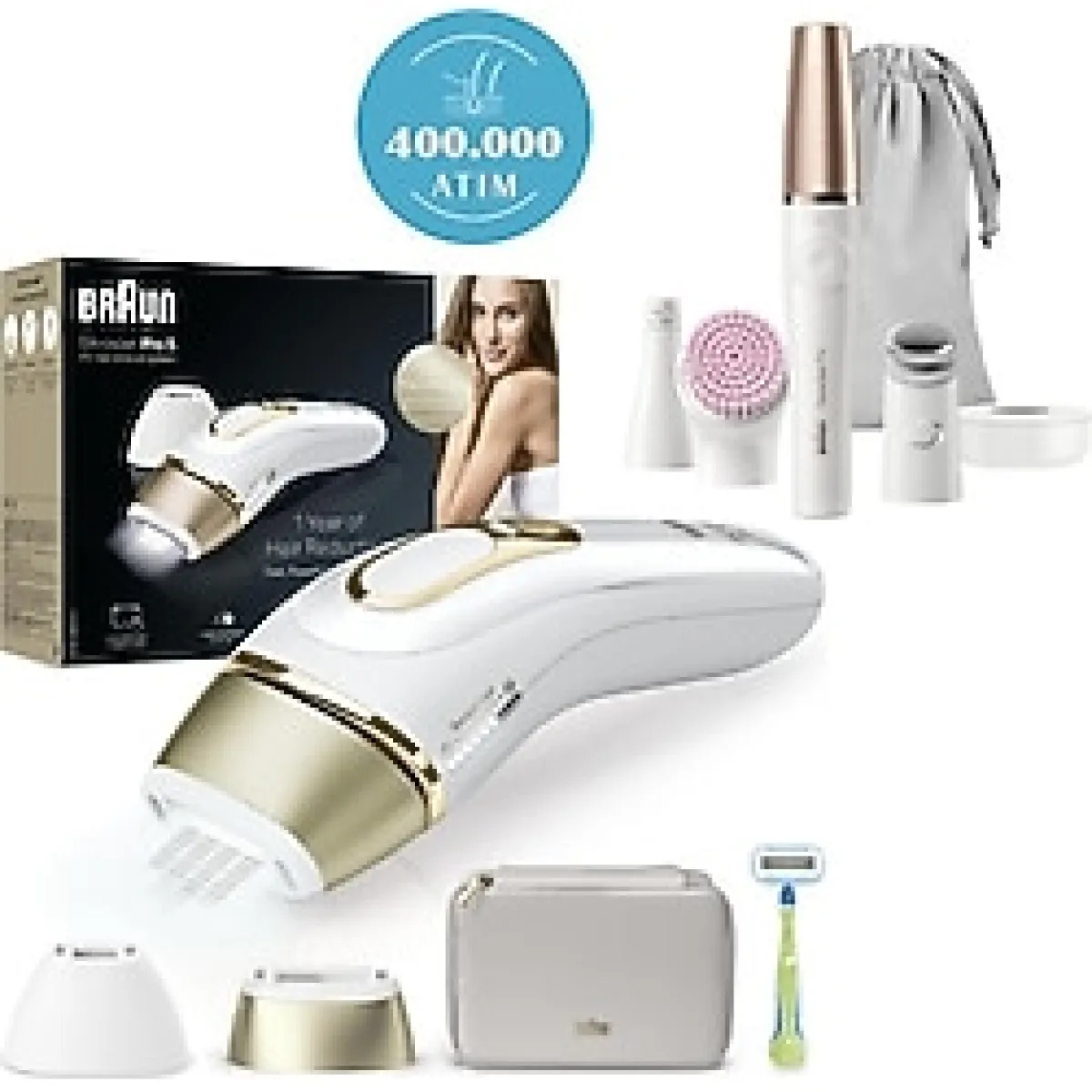 Braun Yüz,vucüt ve Hassas Bölge Expert Pro 5, Evde Braun Tüy Alma 2 Başlık Kadın & Erkek Lazer Epilasyon Cihazı ve Bakım Seti, Çanta, Venus Tıraş Makinesi-Hediyeli