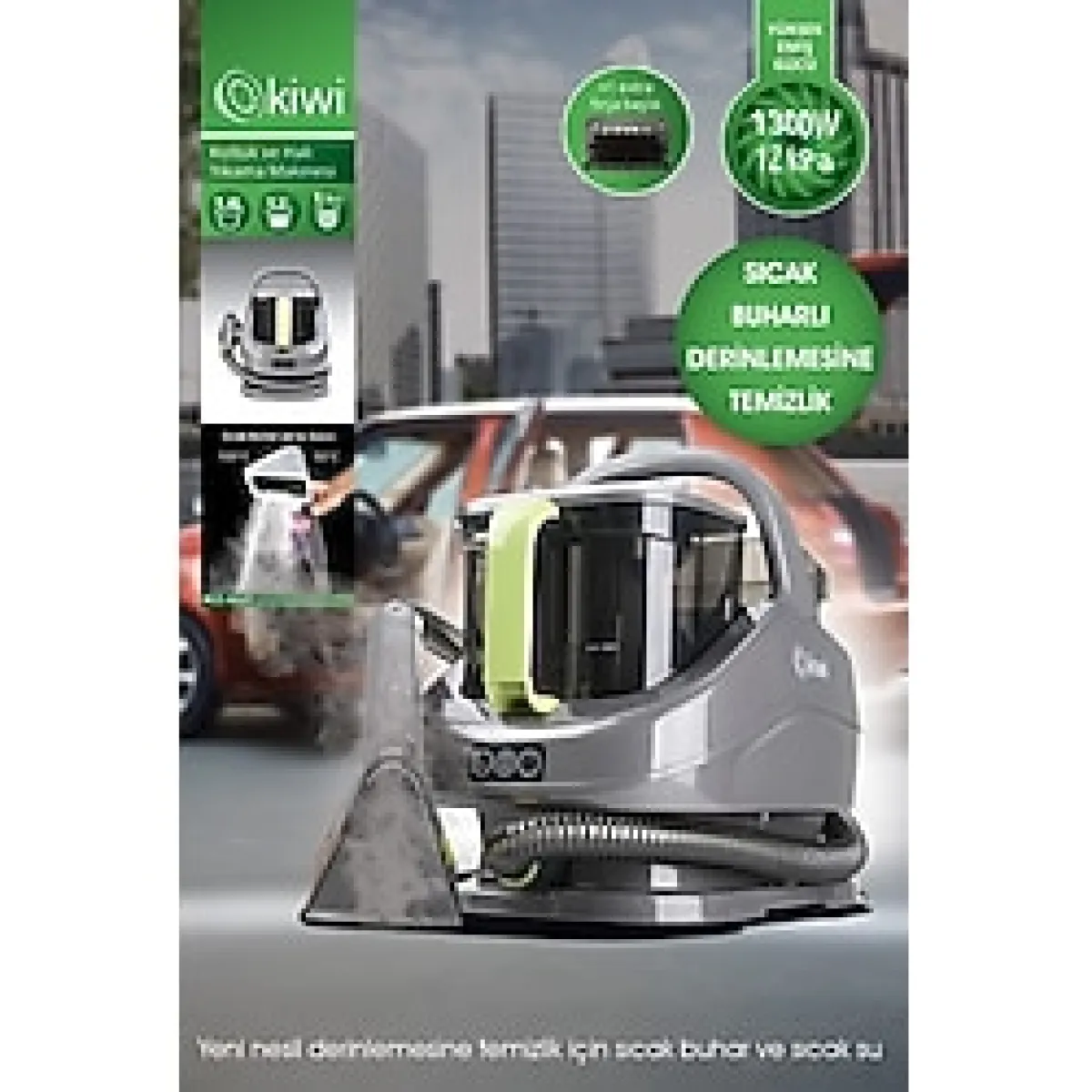 Buharlı Koltuk ve Halı Yıkama Makinesi, Leke Çıkarıcı, Güçlü ve Kullanışlı, Gri Renk - Altın - Gri