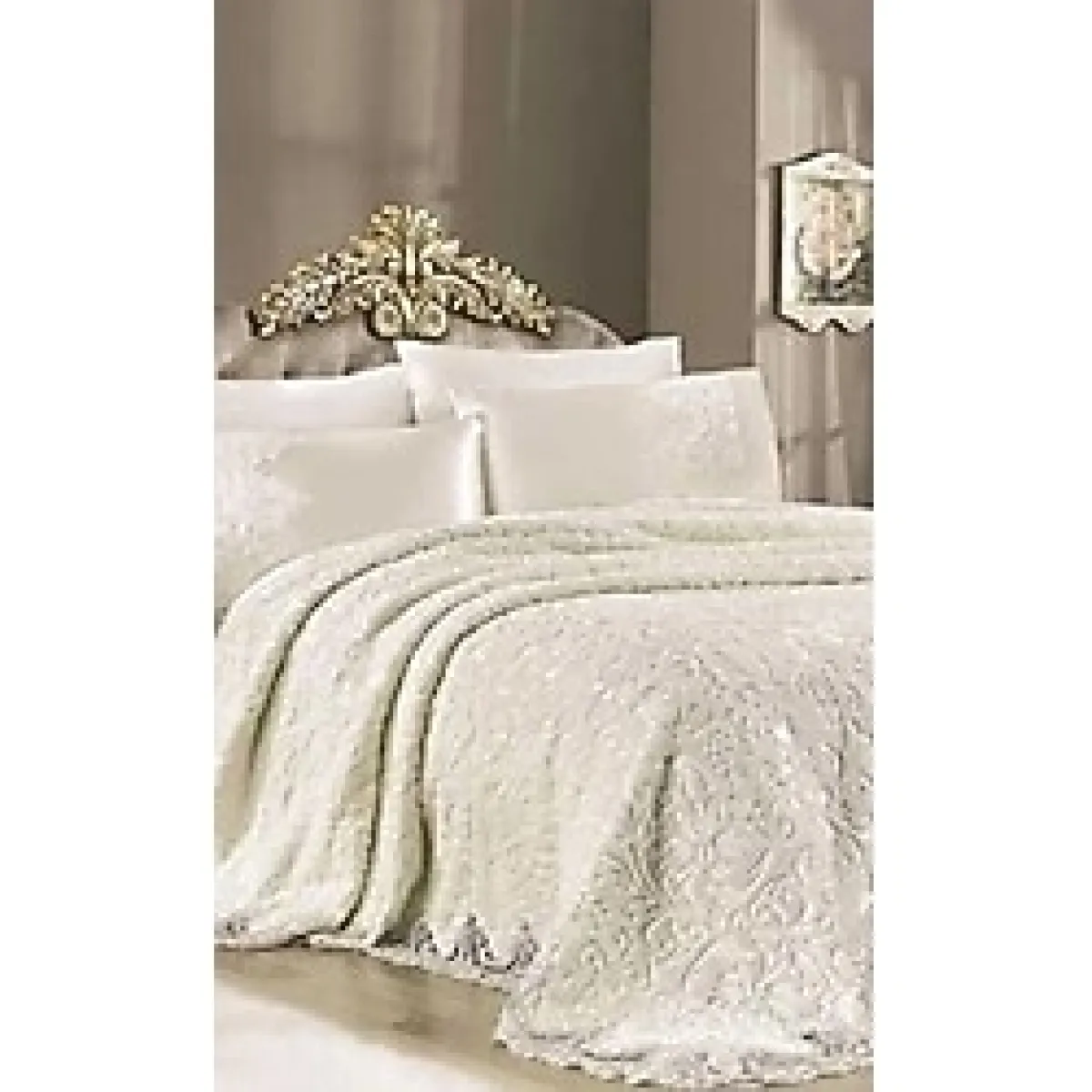 Bursa Çeyiz Fransız Dantelli Battaniye Seti