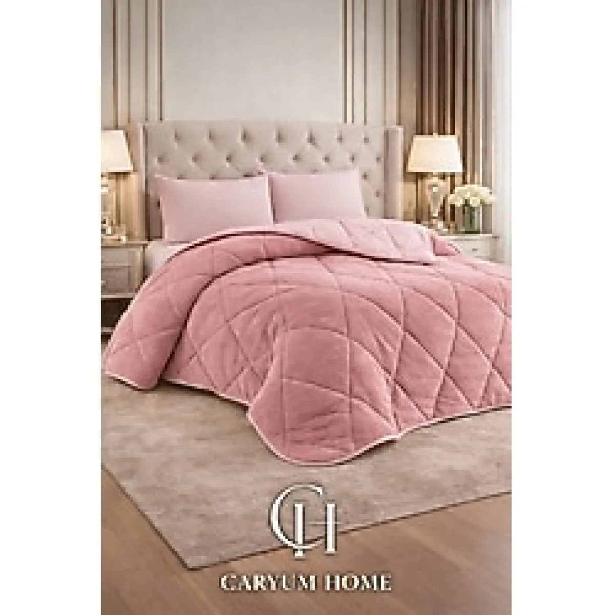 CARYUM Çift Kişilik 4 Parça Welsoft Pudra Renk Uyku Seti