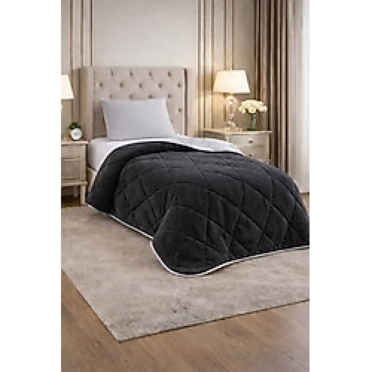 CARYUM Tek Kişilik 3 Parça Welsoft ANTRASİT Renk Uyku Seti