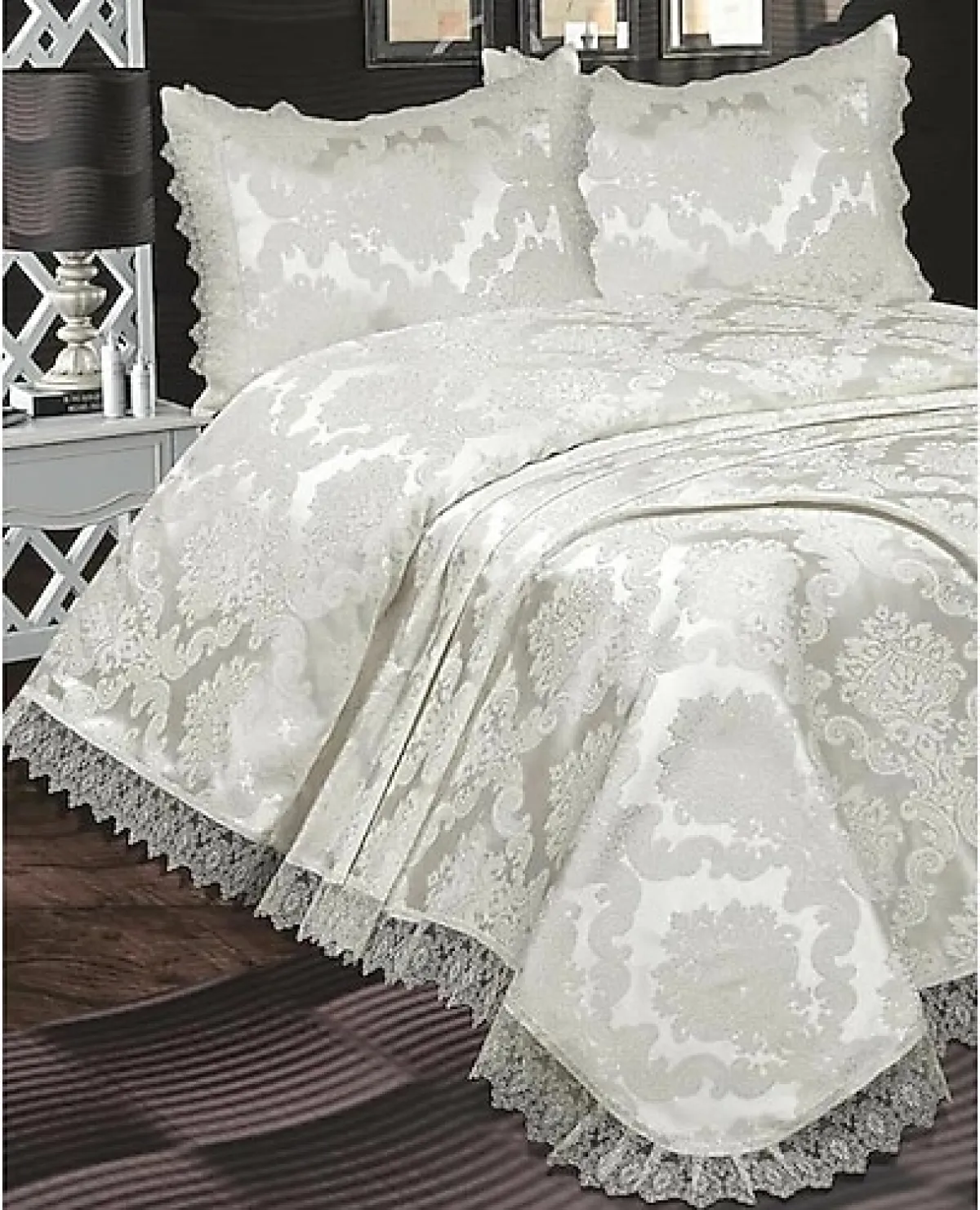 Çeyiz Diyarı Lunox Tek Kişilik Fransız Güpürlü Yatak Örtüsü