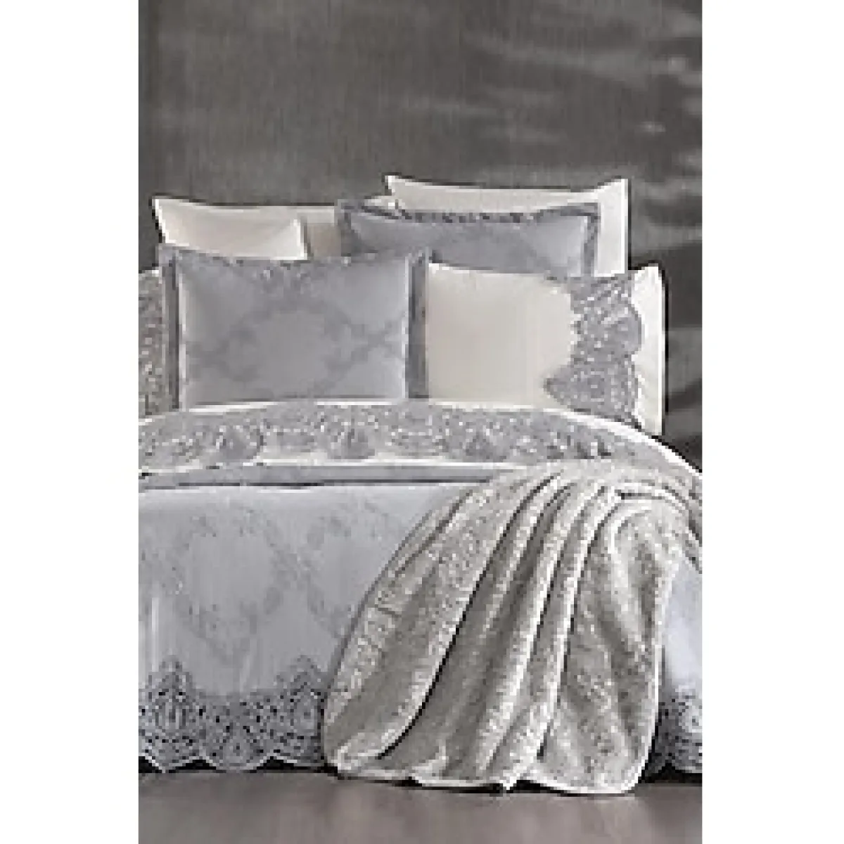 Çeyiz Diyarı Sahra 10 Parça Battaniyeli Çeyiz Seti Gri - 240 x 260 cm