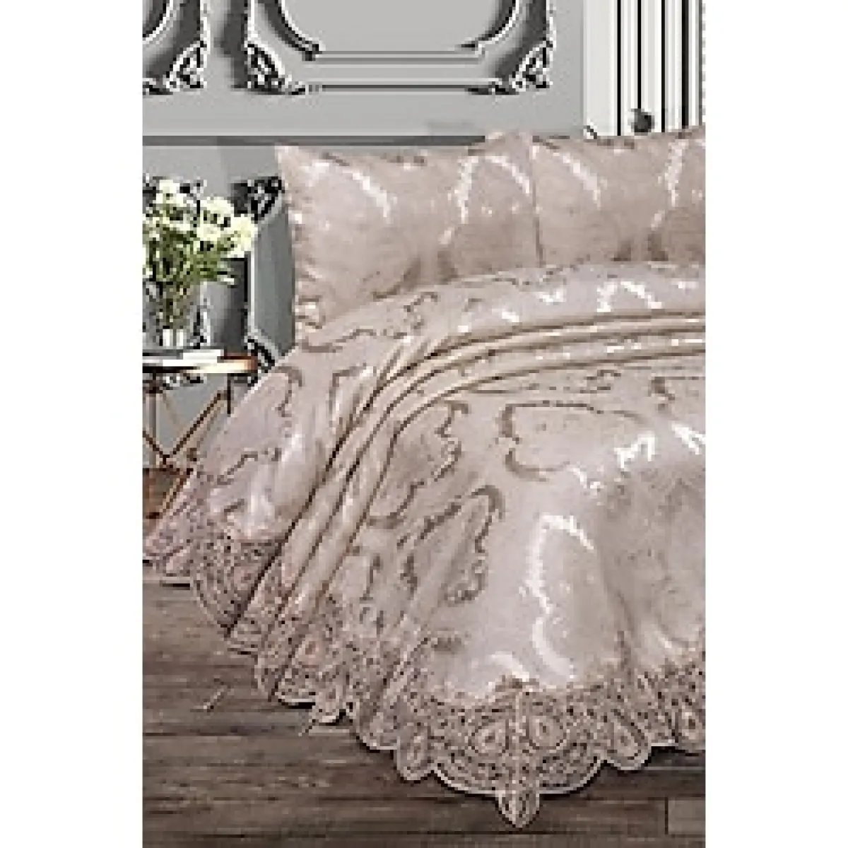 Çeyiz Diyarı Sinem Çift Kişilik Yatak Örtüsü Cappucino