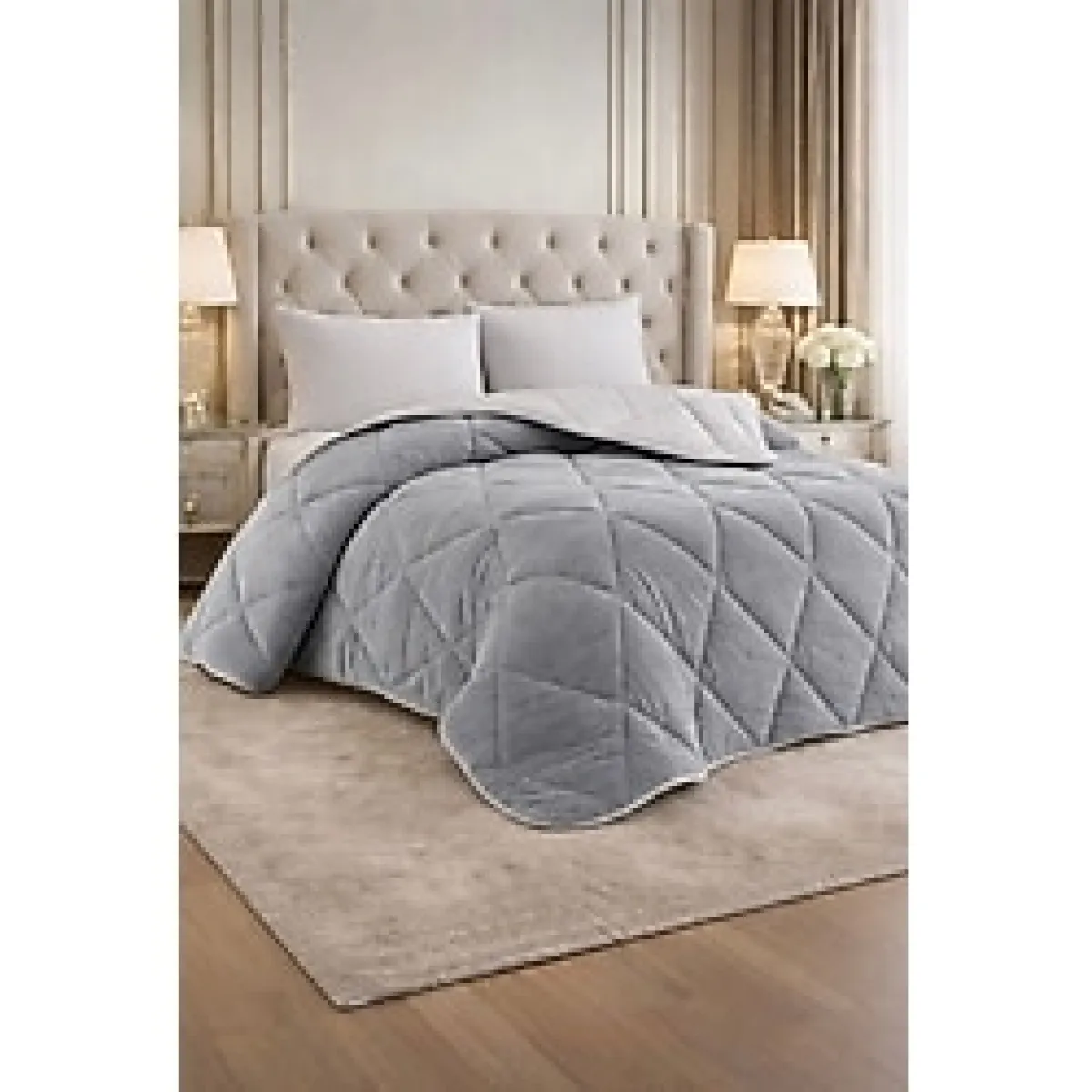 Çift Kişilik 4 Parça Welsoft Uyku Seti - Gri