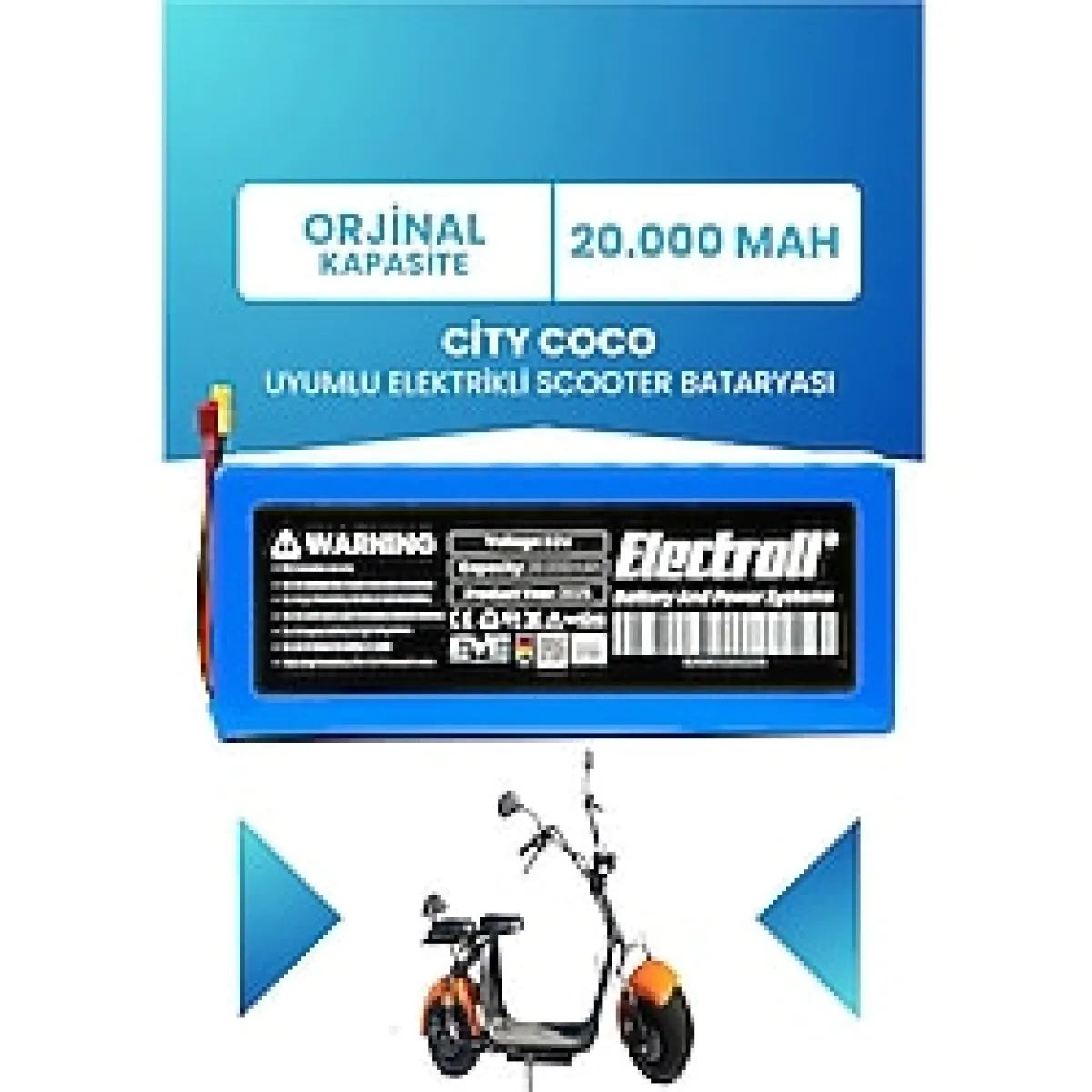 City Coco Batarya Lityum 60V 20Ah Elektrikli Scooter Bataryası