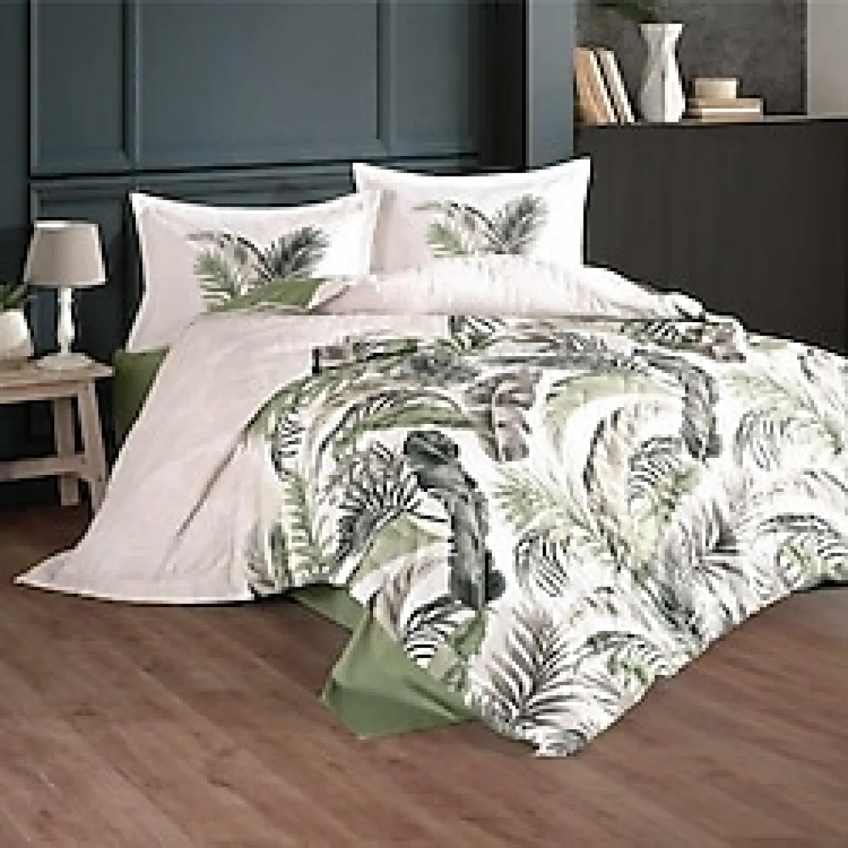 Clasy Hena Yeşil Ranforce Çift Kişilik Dört Mevsim Set