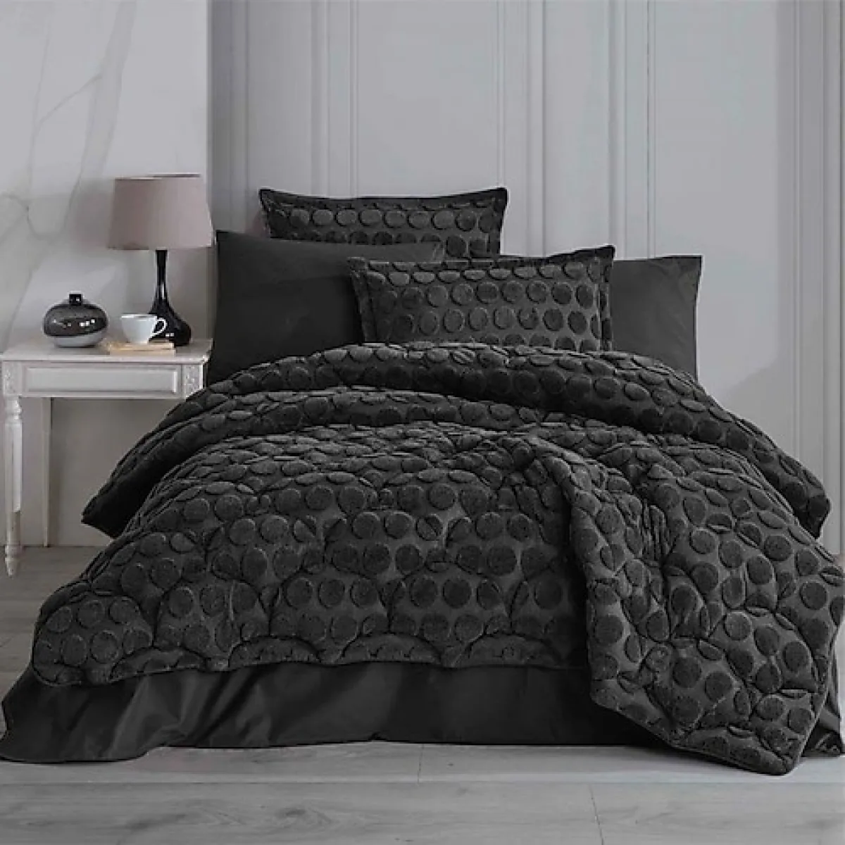 Clasy Perle Wellsoft Antrasit Jakarlı Tek Kişilik Uyku Seti