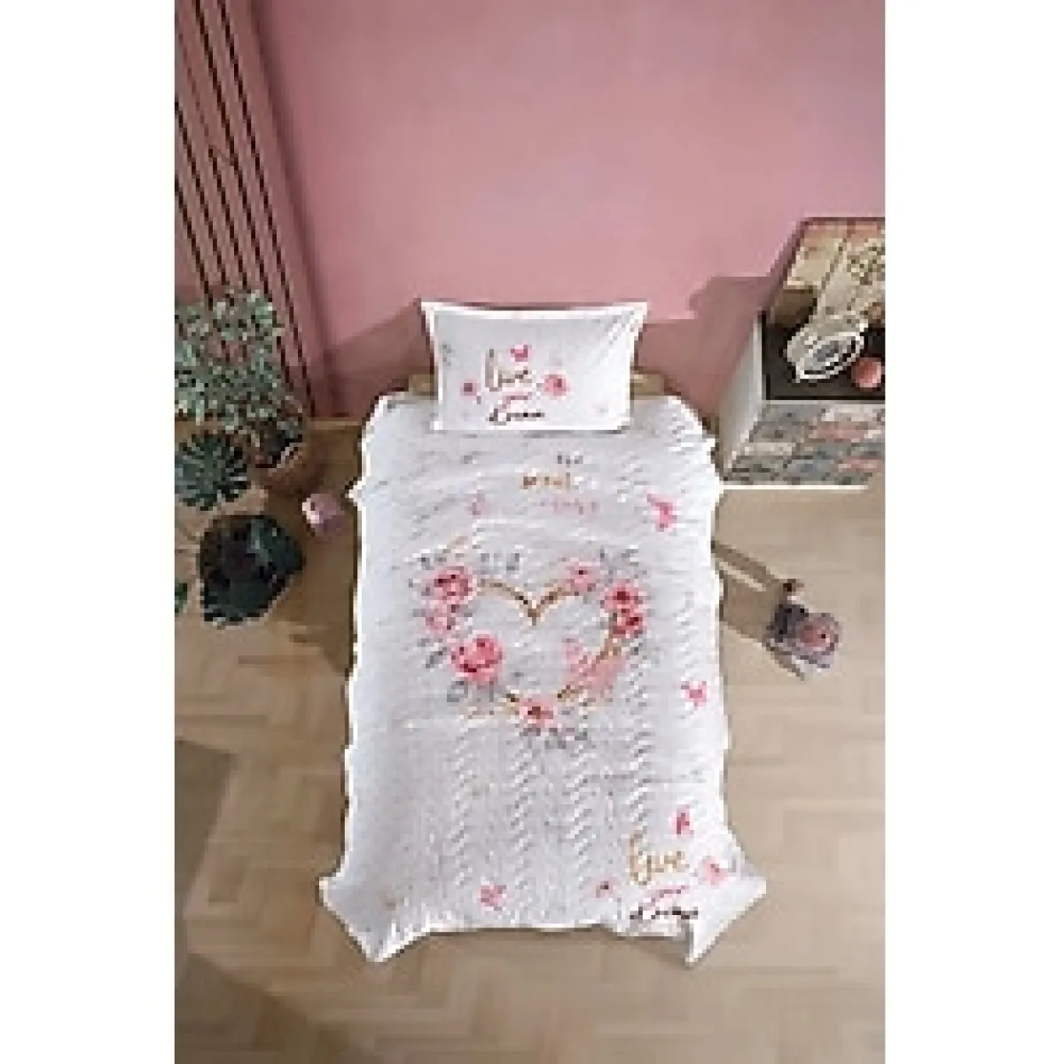 Clasy Ranforce %100 Pamuk Tek Kişilik Dört Mevsim Set Dream V1 Bej