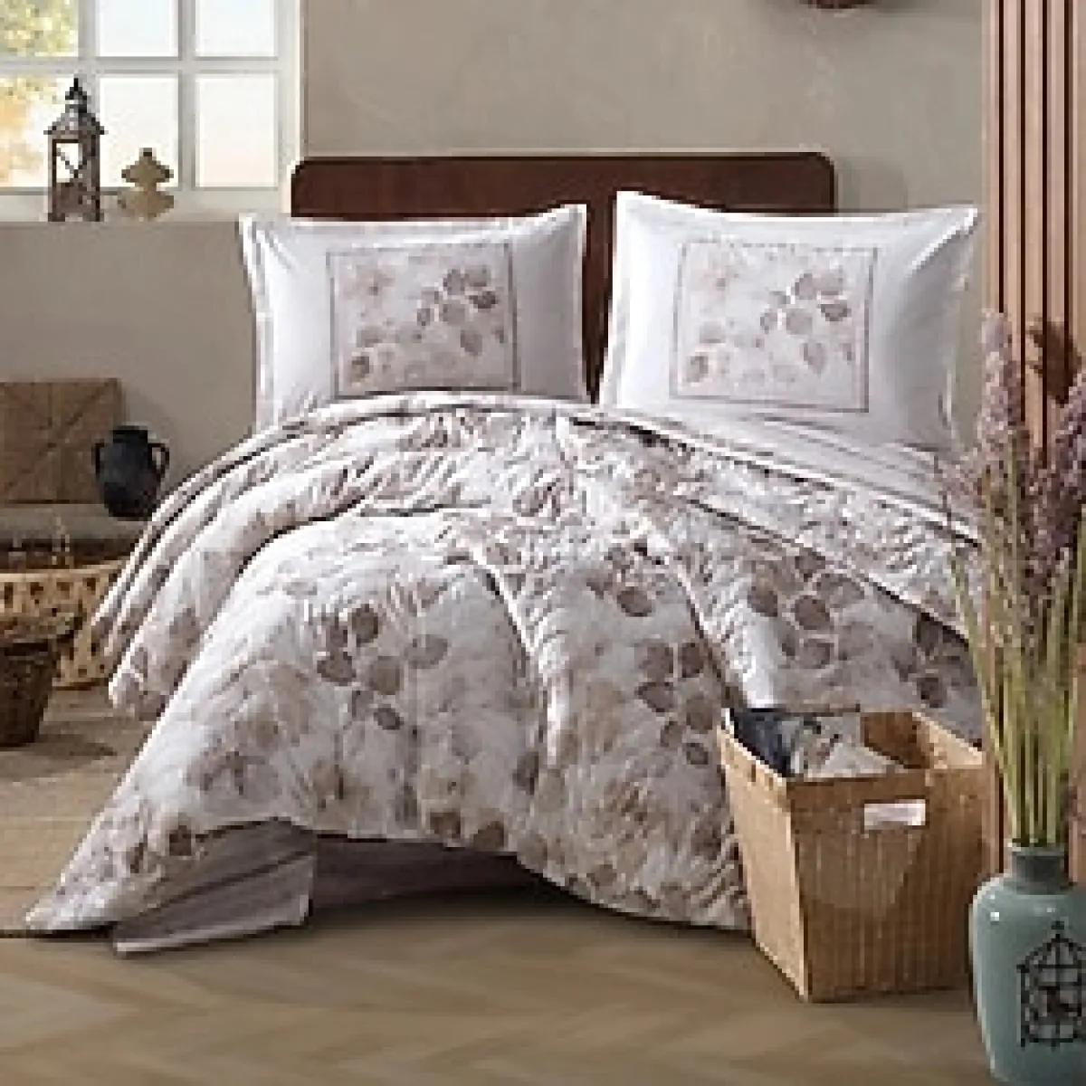 Clasy Ranforce %100 Pamuk Tek Kişilik Dört Mevsim Set Semeran V1 Bej