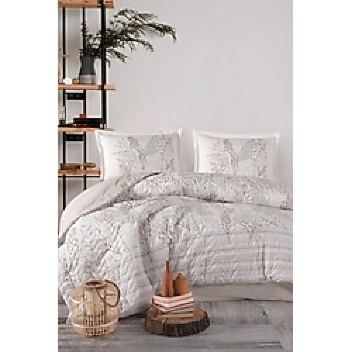 Clasy Ranforce Pamuk Çift Kişilik Dört Mevsim Set Betina V1 Taş Rengi - 220 x 230 cm