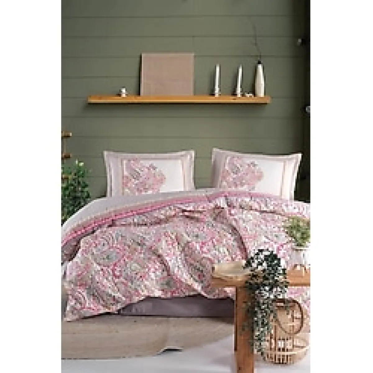 Clasy Ranforce Pamuk Çift Kişilik Dört Mevsim Set Luga V1 Pembe - 220 x 230 cm