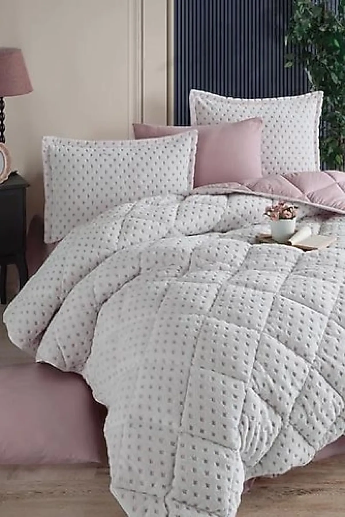 Clasy Viola Beyaz Welsoft Jakarlı Çift Kişilik Uyku Seti